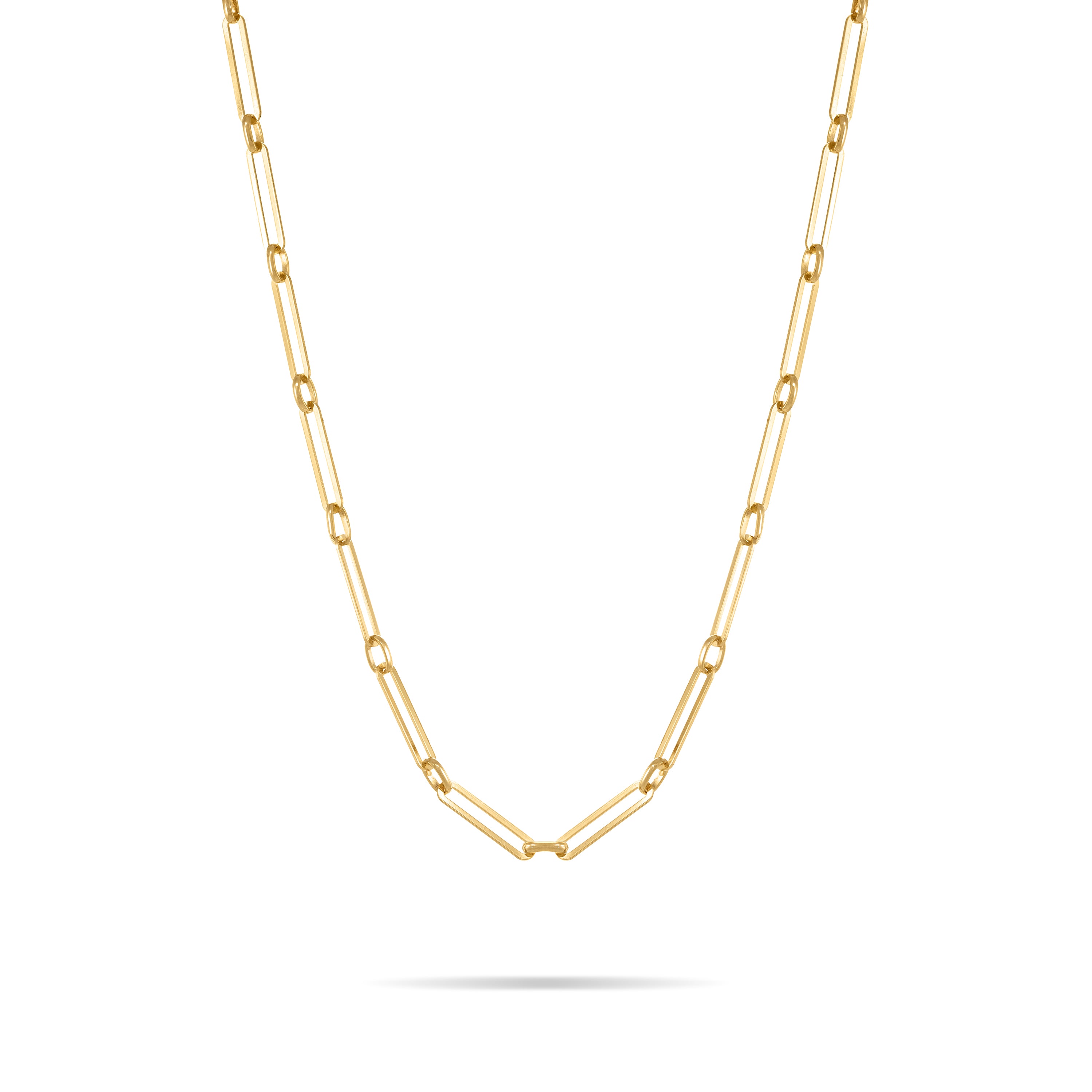 Paperclip Link Chain With Connection Long Necklace - Gold