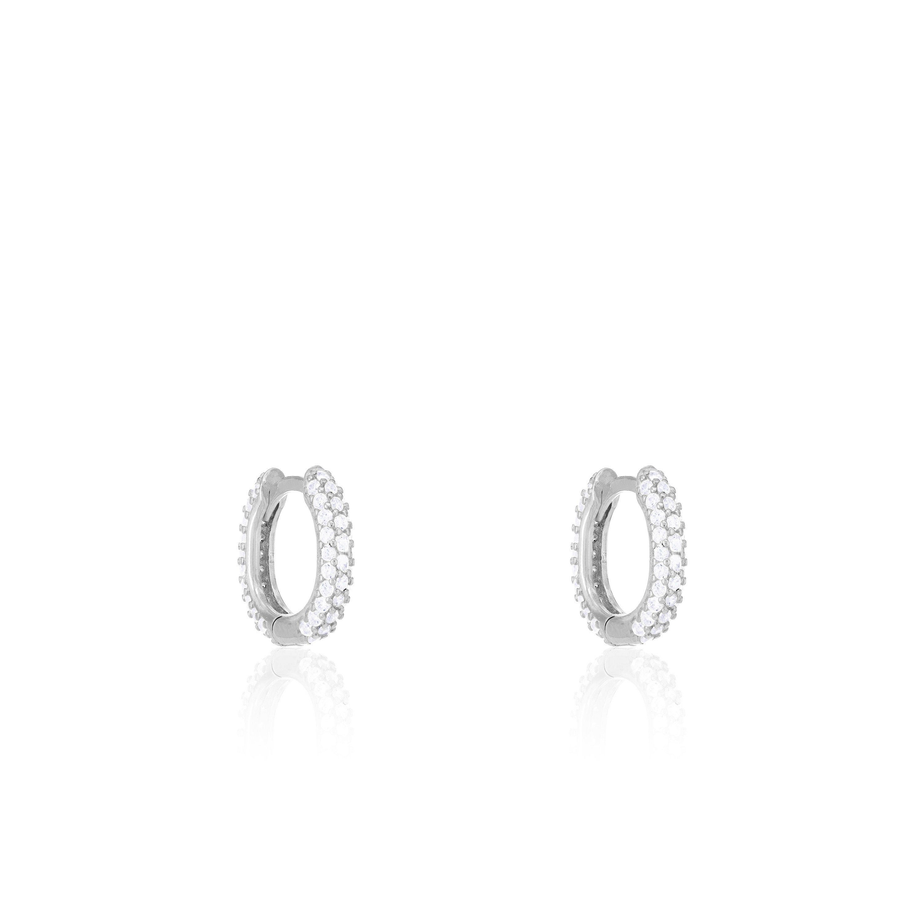 Pave Oval Huggie Hoop Earrings