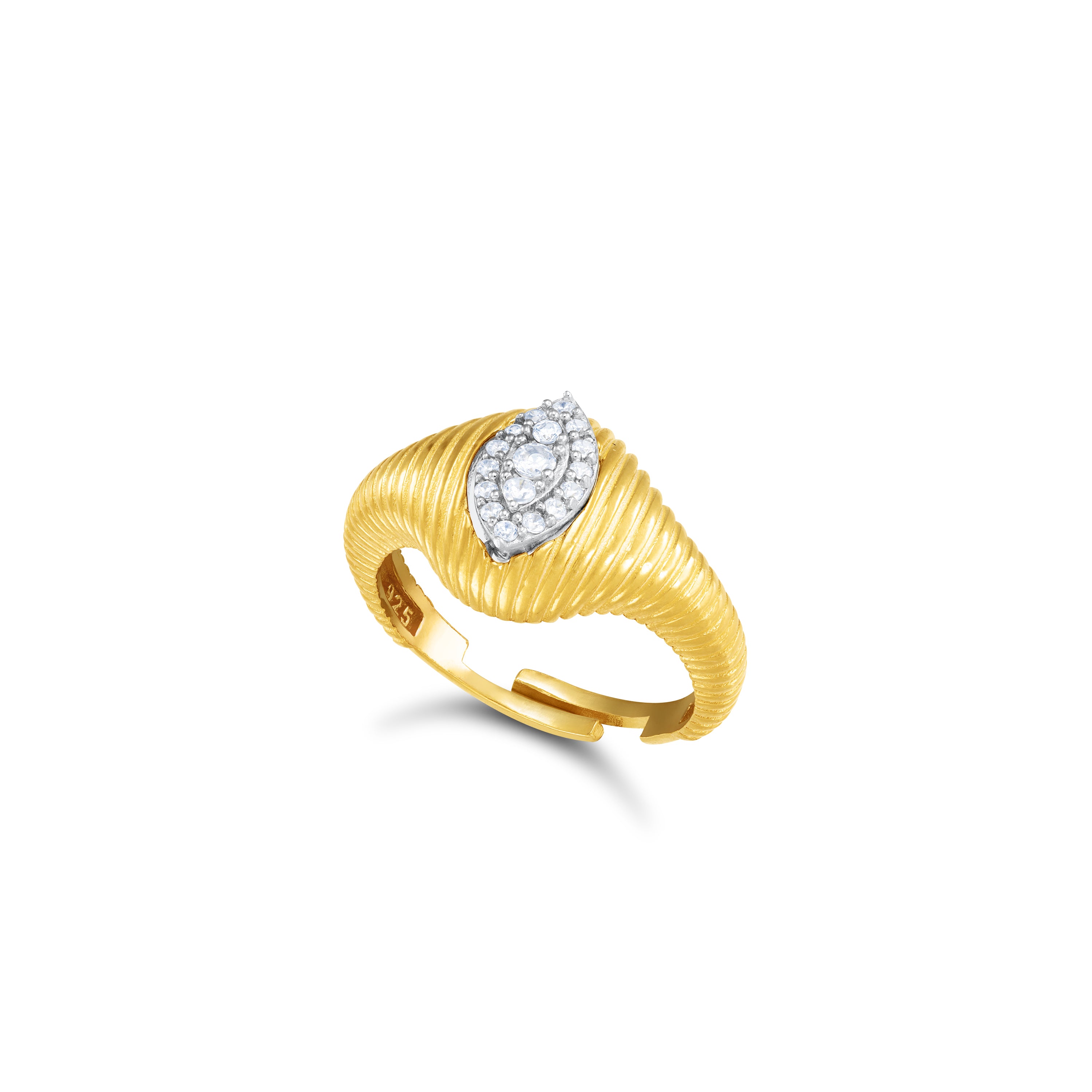 Pinky Ring Rough Texture - Gold White