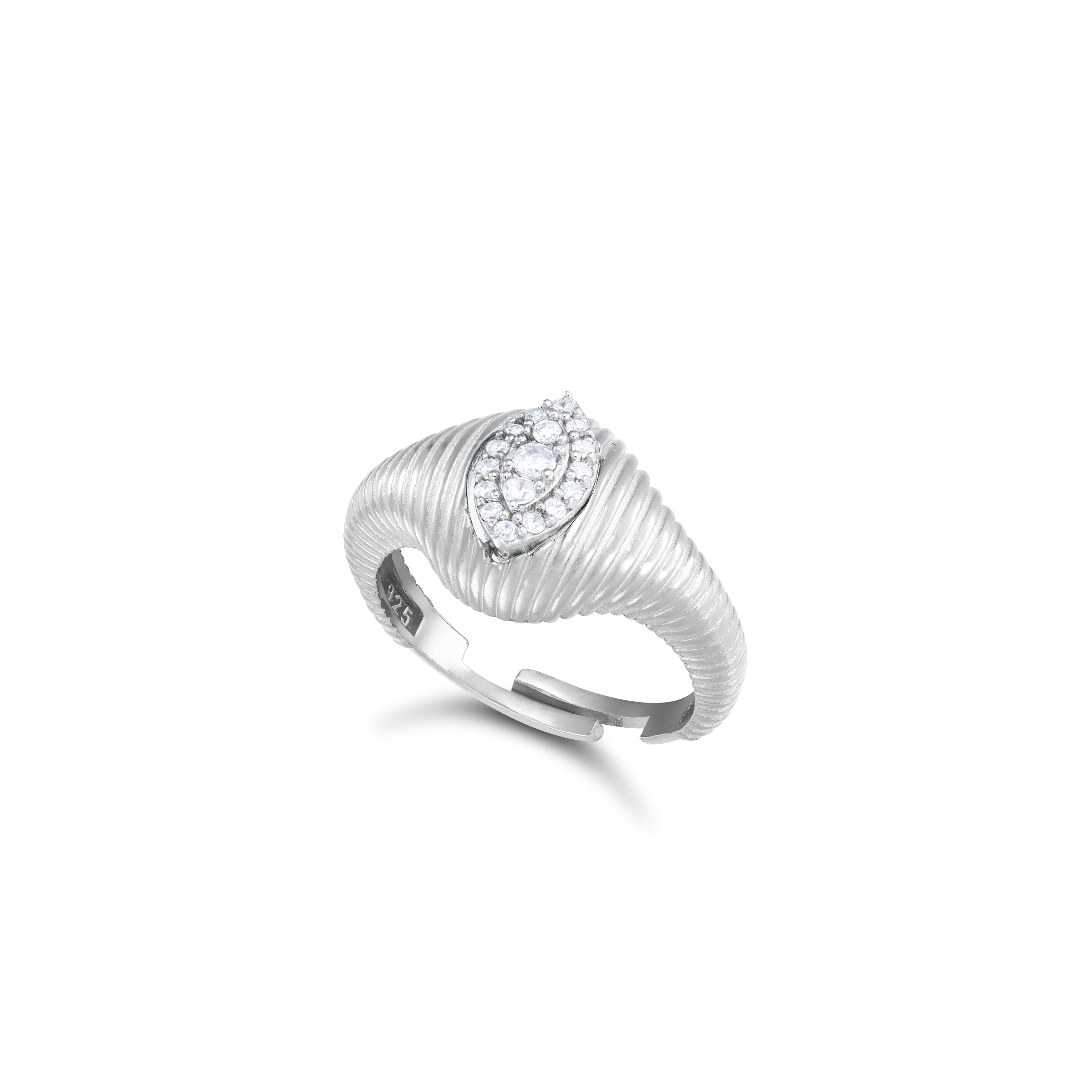 Pinky Ring Rough Texture - Silver White
