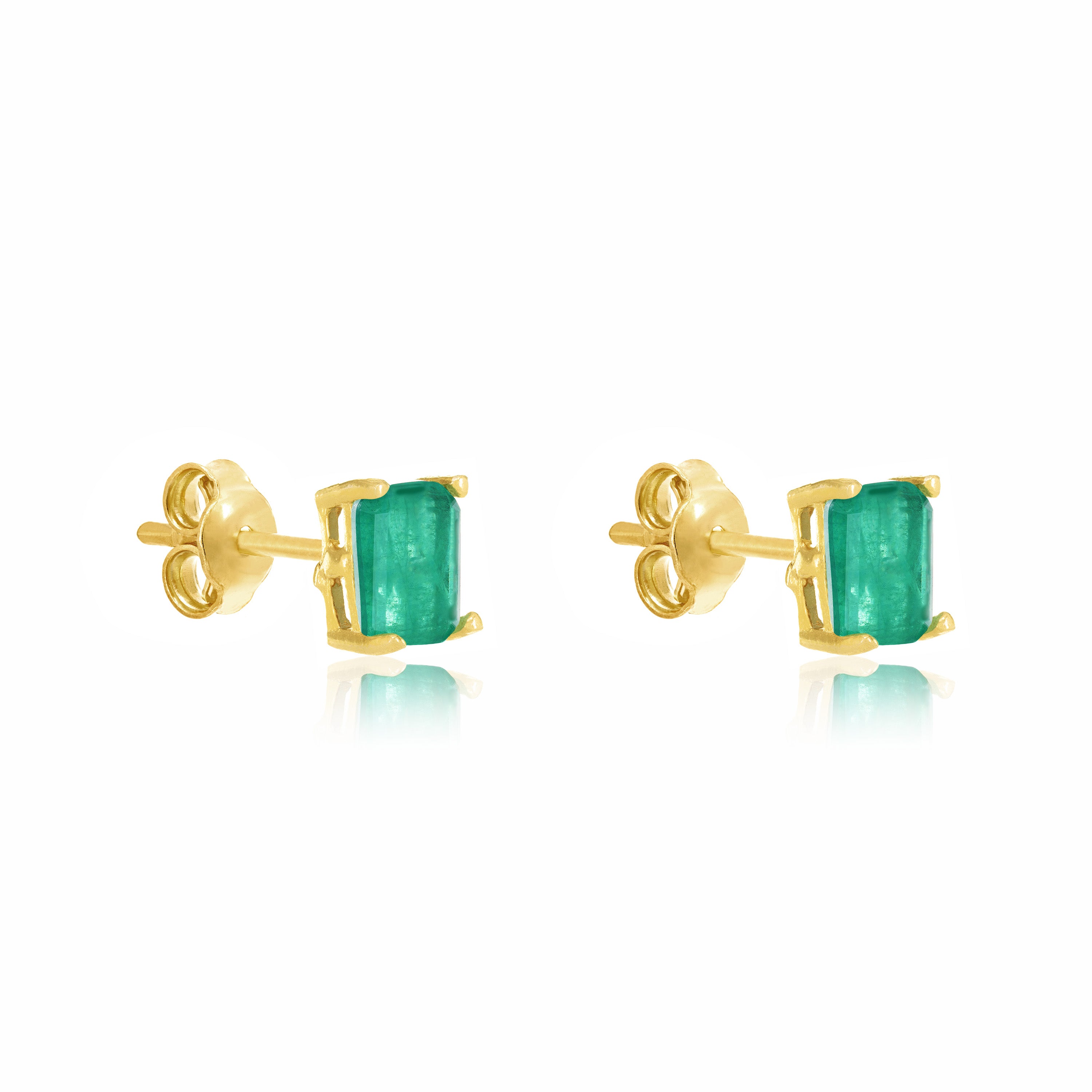 Rectangle Moissanite Stud Earrings - Gold Green Matt
