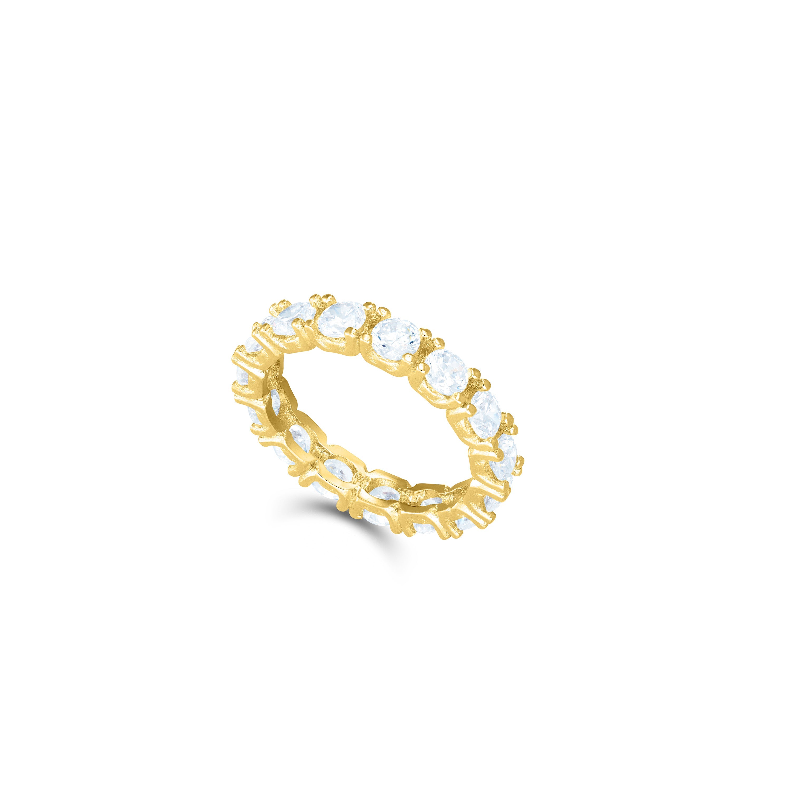 Round Cubic Zirconia Eternity Ring - Gold White