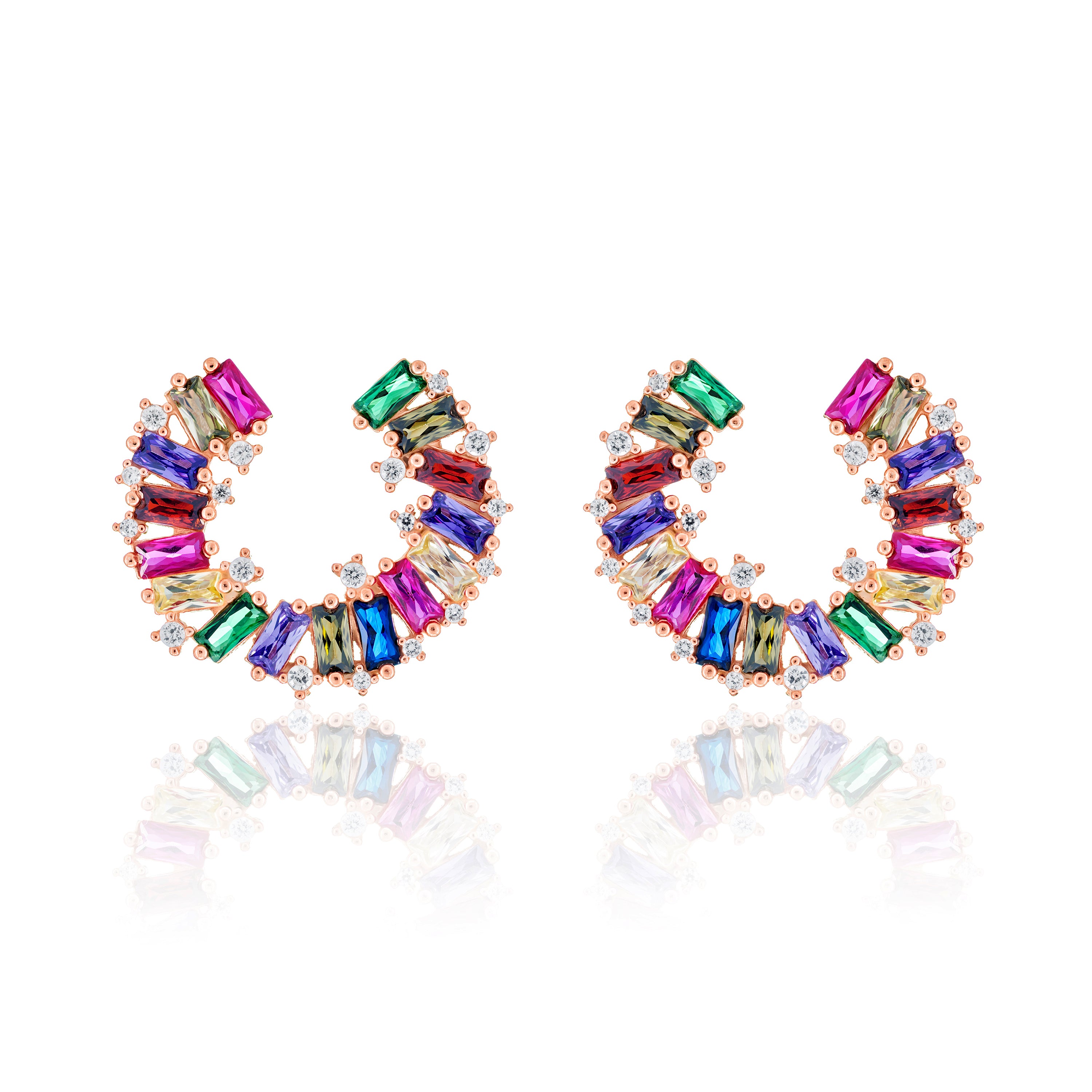 Small Baguette Spiral Earrings