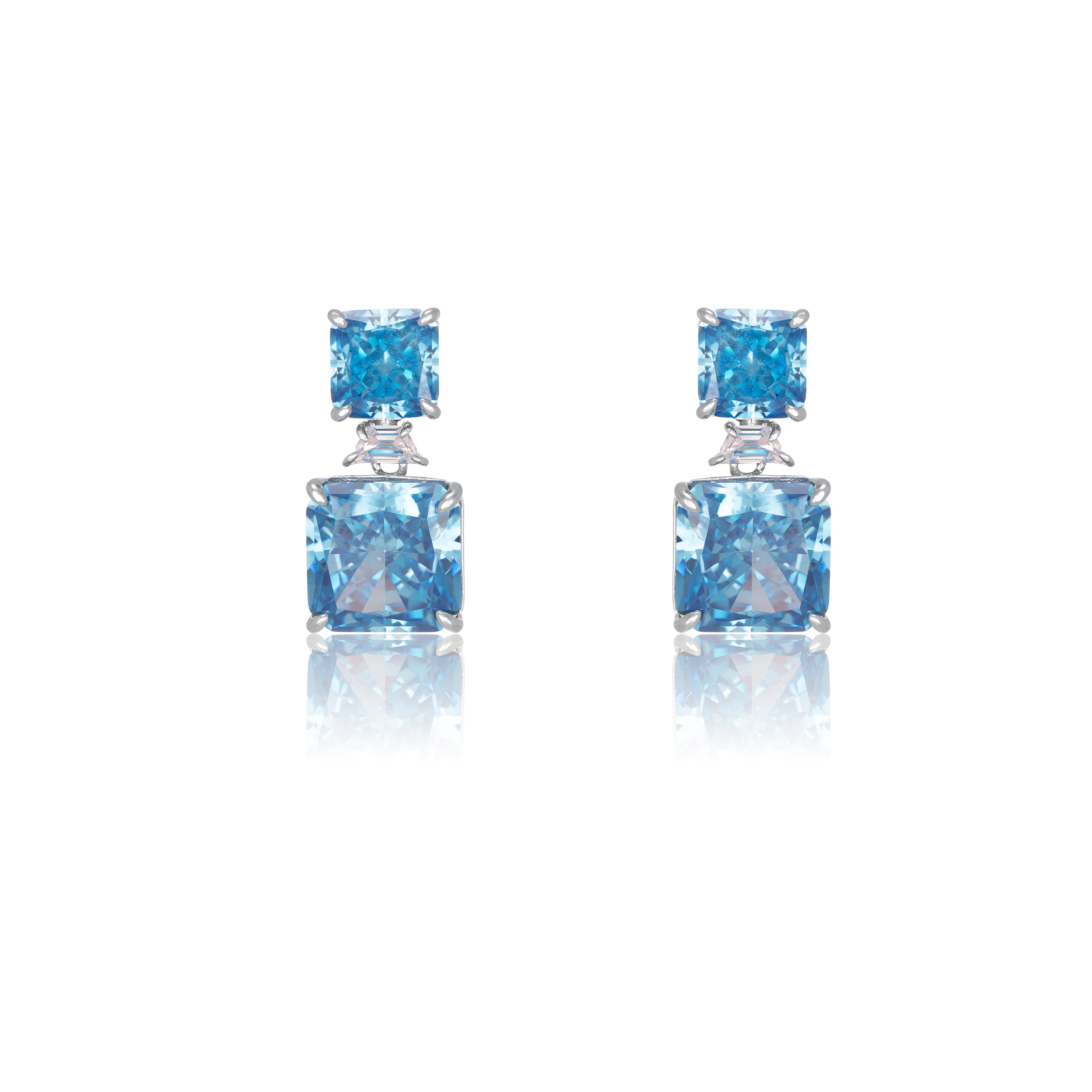 Square-Cut CZ Drop Earrings