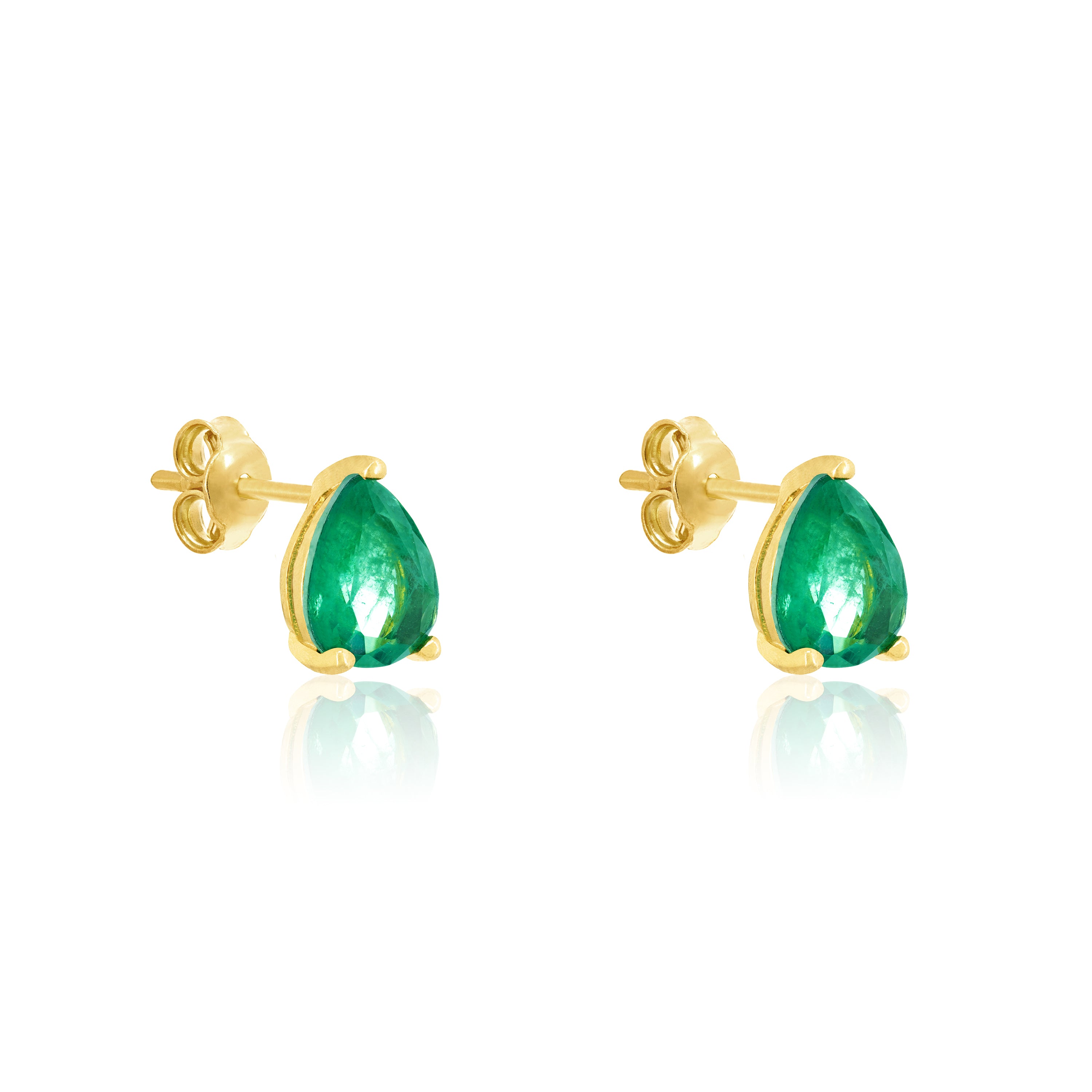 Teardrop Stud Earrings - Gold Green Matt