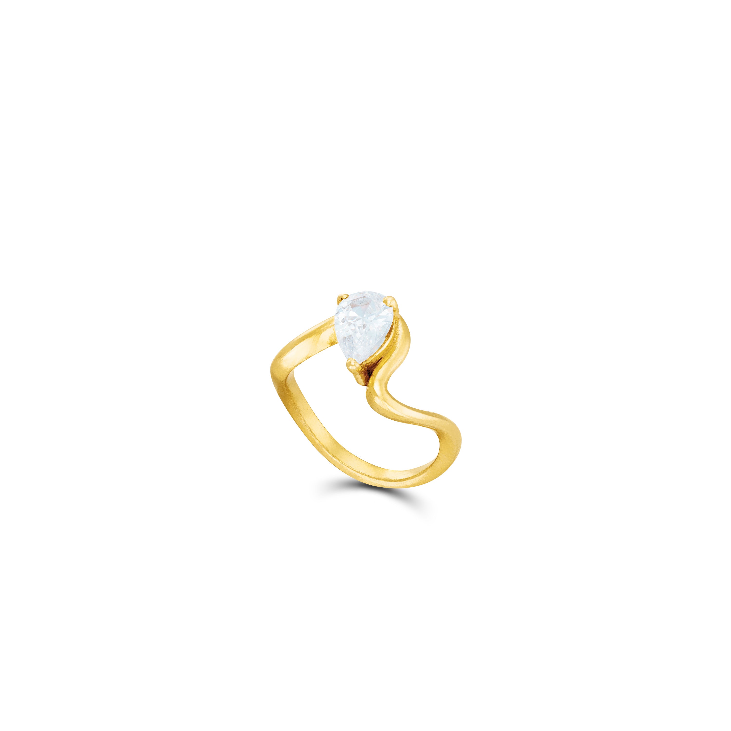 Teardrop Stacking Band Ring - Gold White - Solitaire