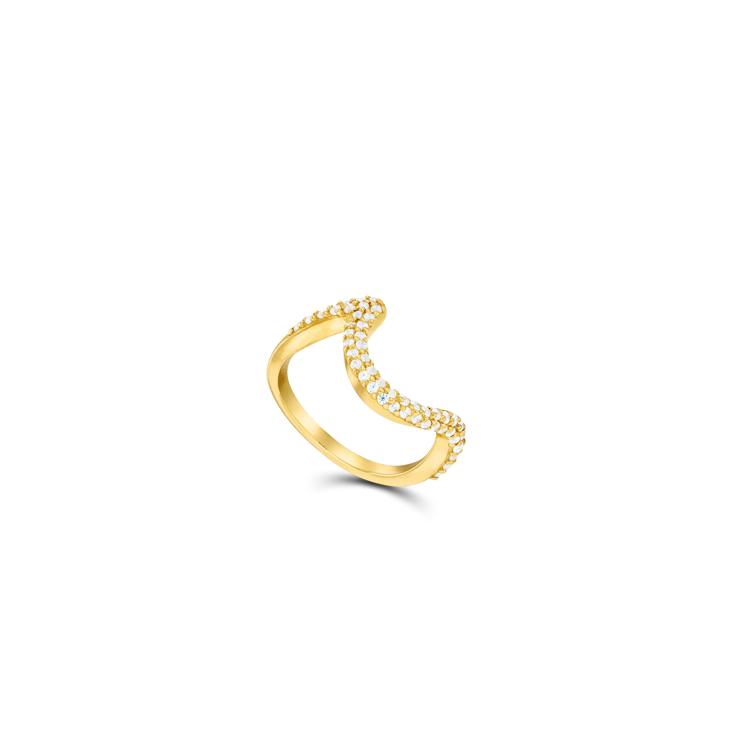 Teardrop Stacking Band Ring - Gold White - Pave Band