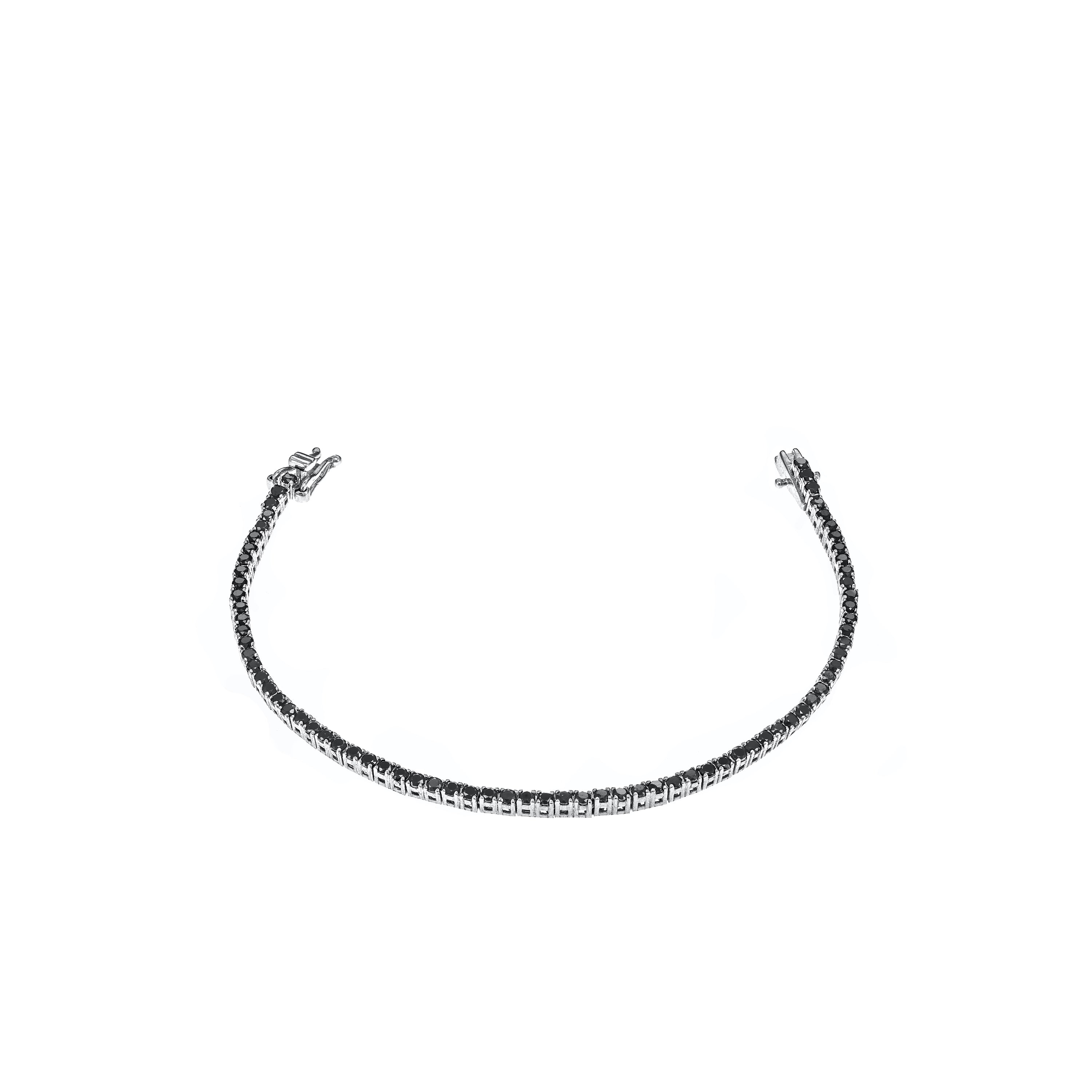 Tennis Bracelet With Box Clasp - Silver Black - 2.5mm