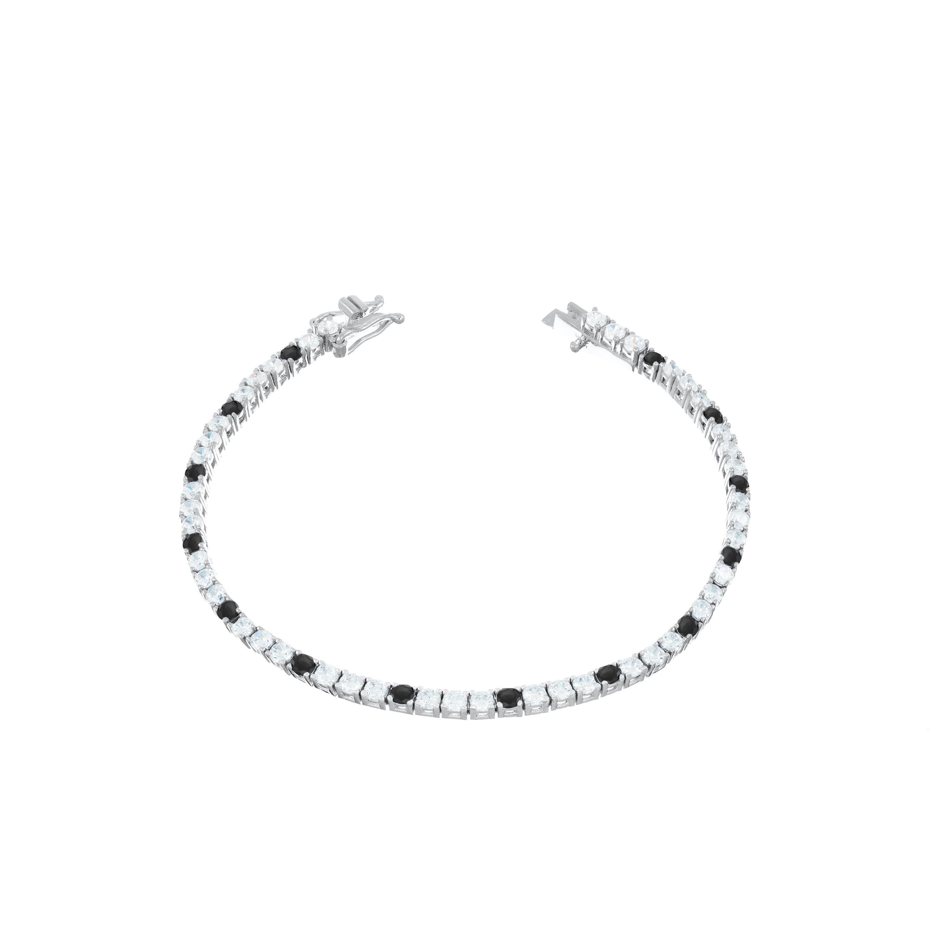 Tennis Bracelet With Box Clasp - Silver Dot Black - 2.5mm