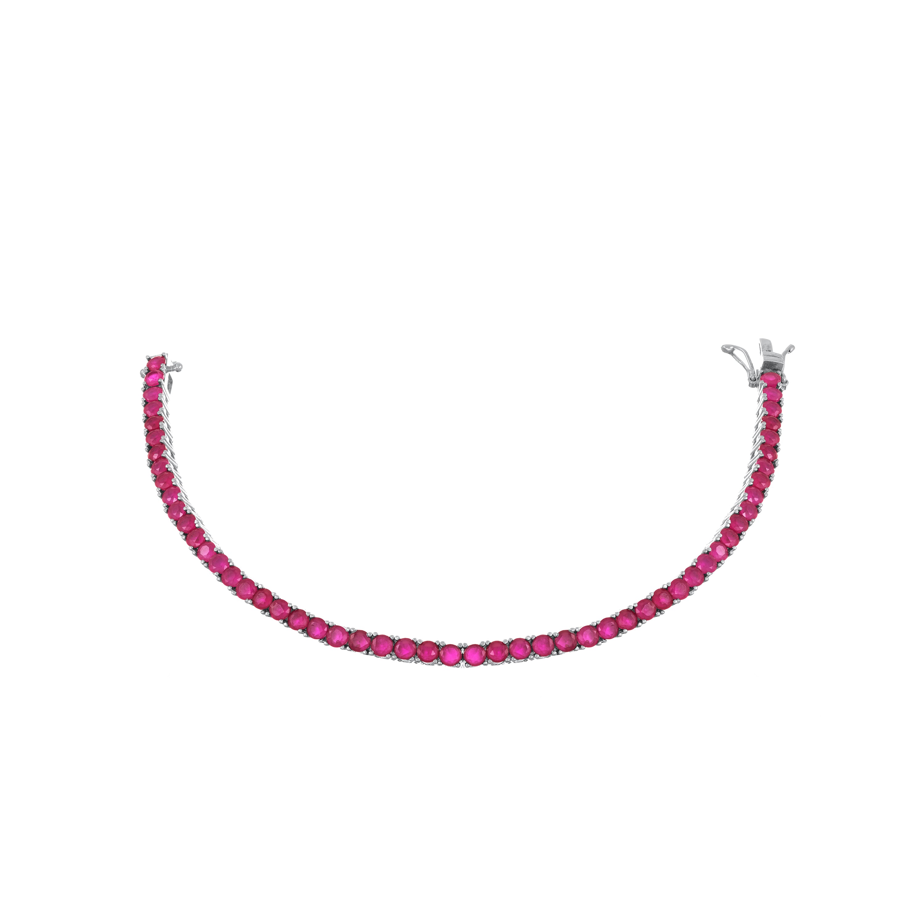 Tennis Bracelet With Box Clasp - Silver Fuchsia Matt - 3mm