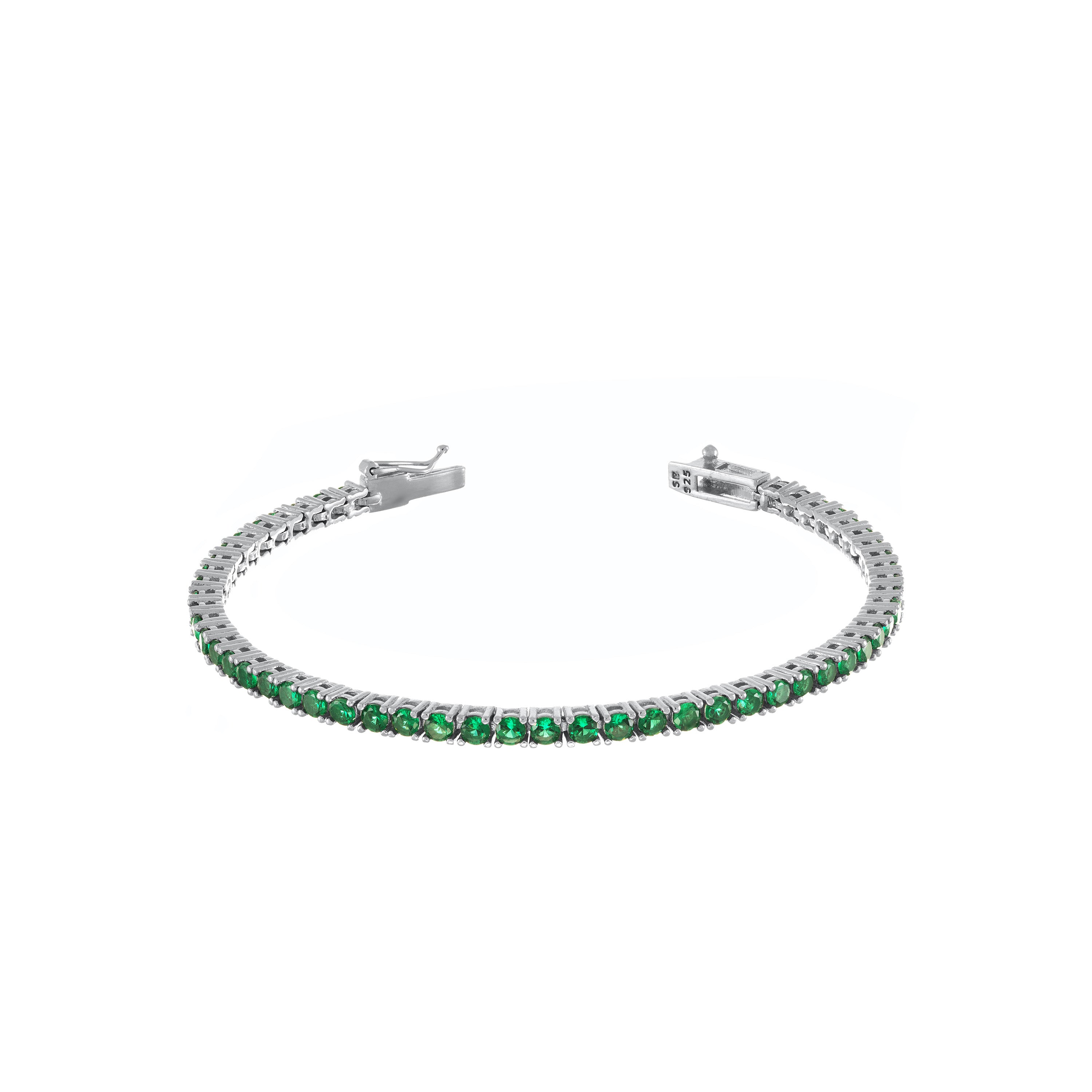 Tennis Bracelet With Box Clasp - Silver Green - 3mm