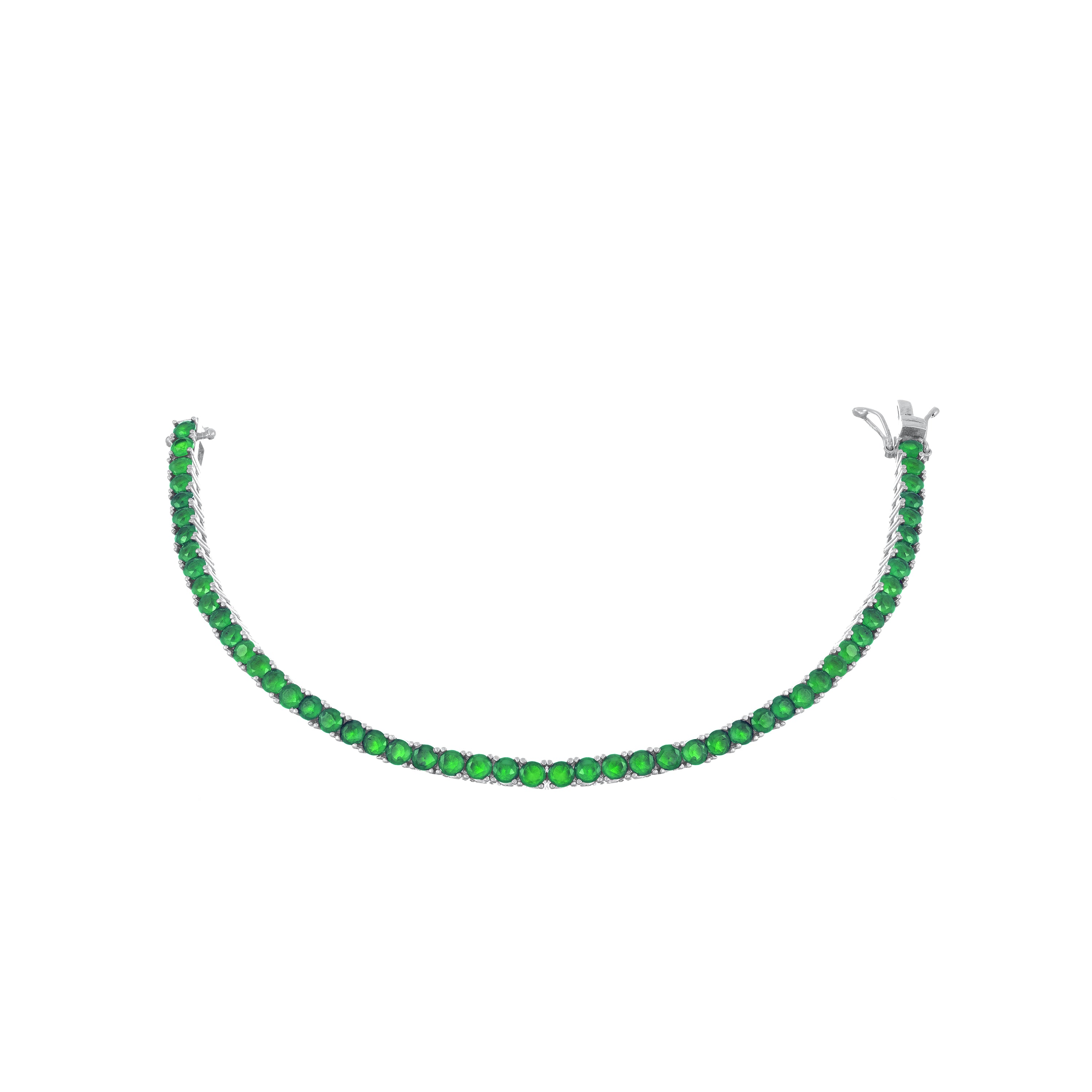 Tennis Bracelet With Box Clasp - Silver Green Matt - 3mm