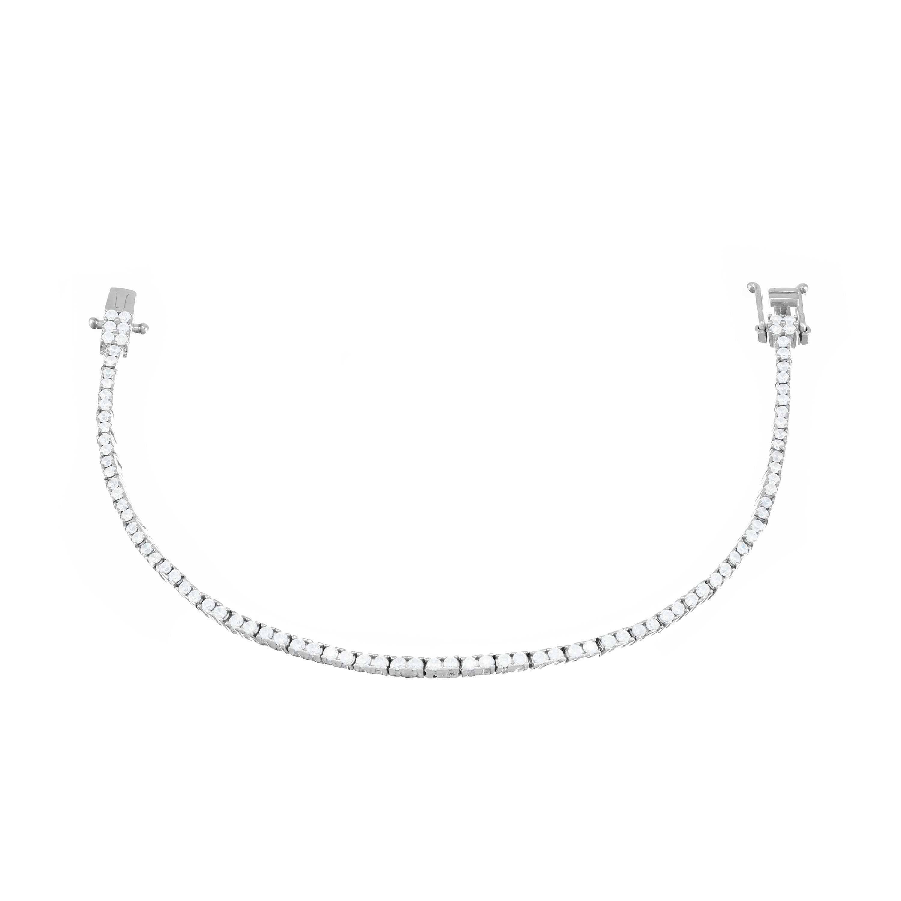 Tennis Bracelet With Box Clasp - Silver White 1.5mm