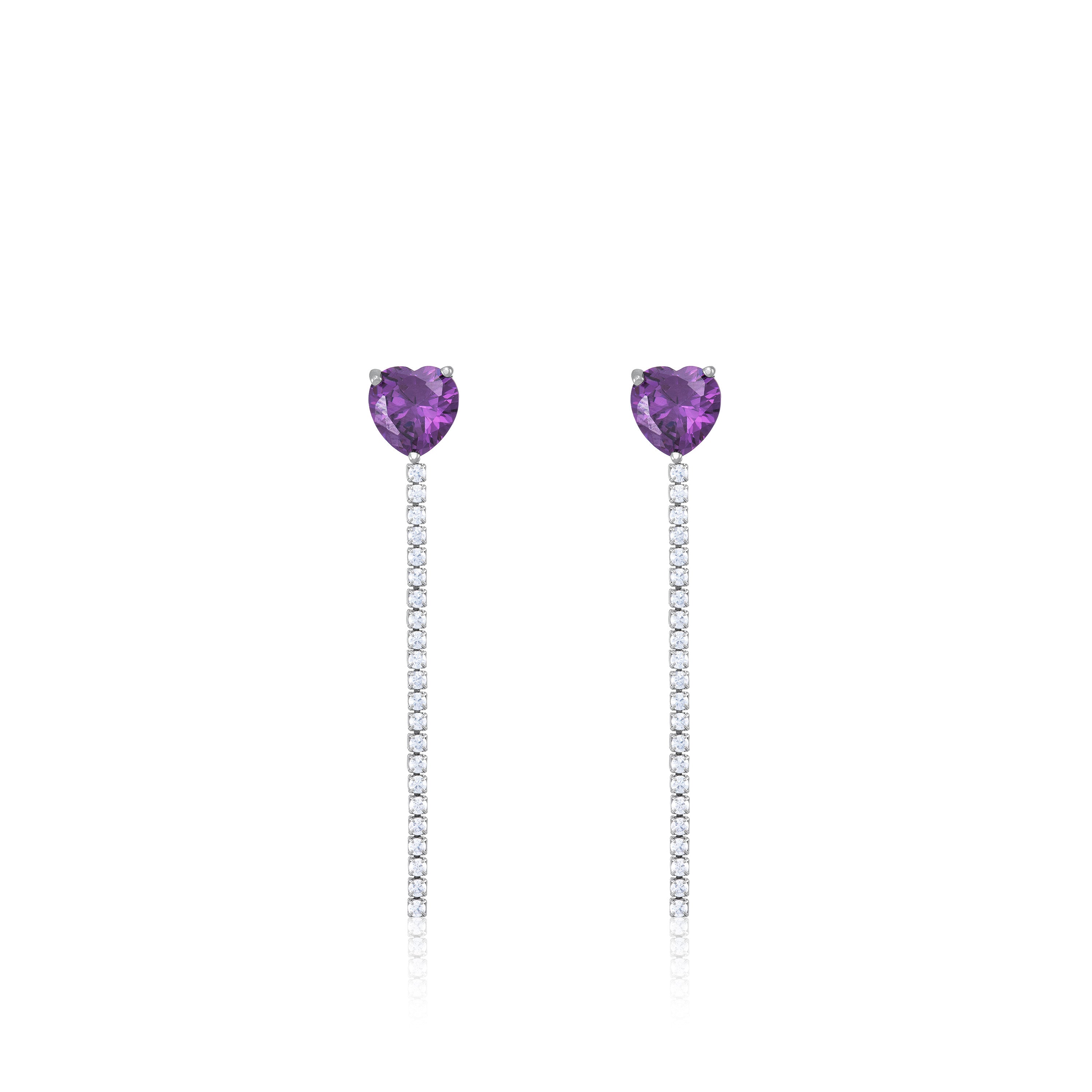 Tennis Earring With Heart Stone