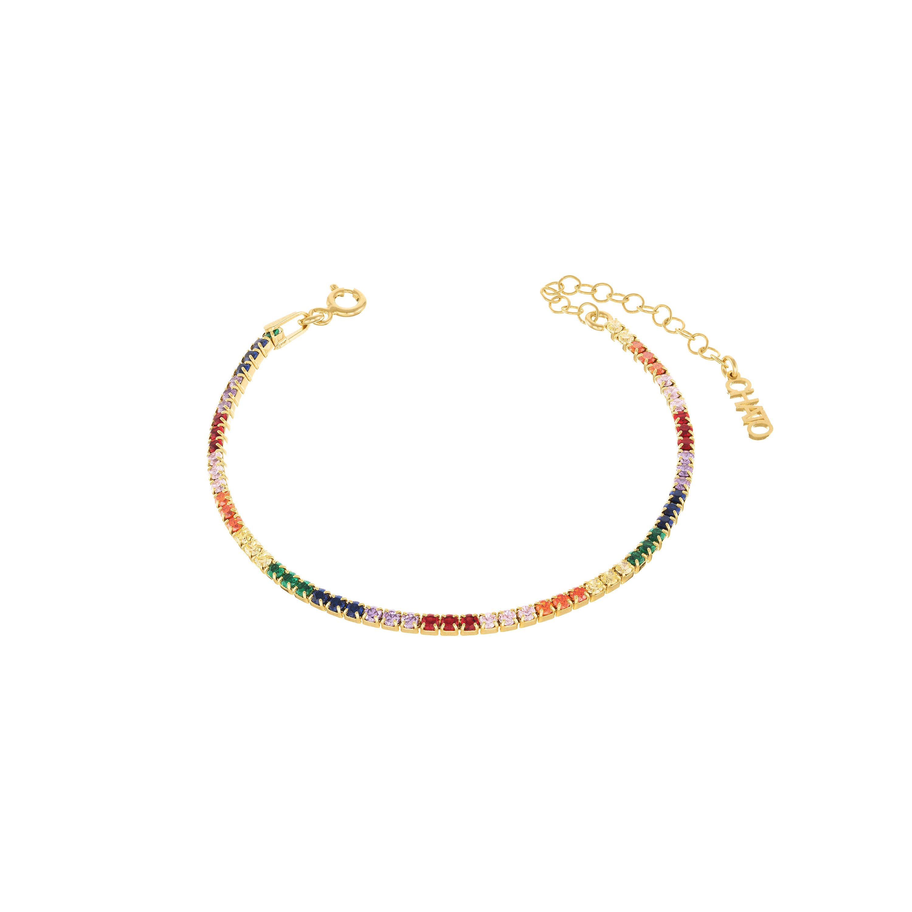 Tennis Bracelet - Gold Rainbow - 2mm