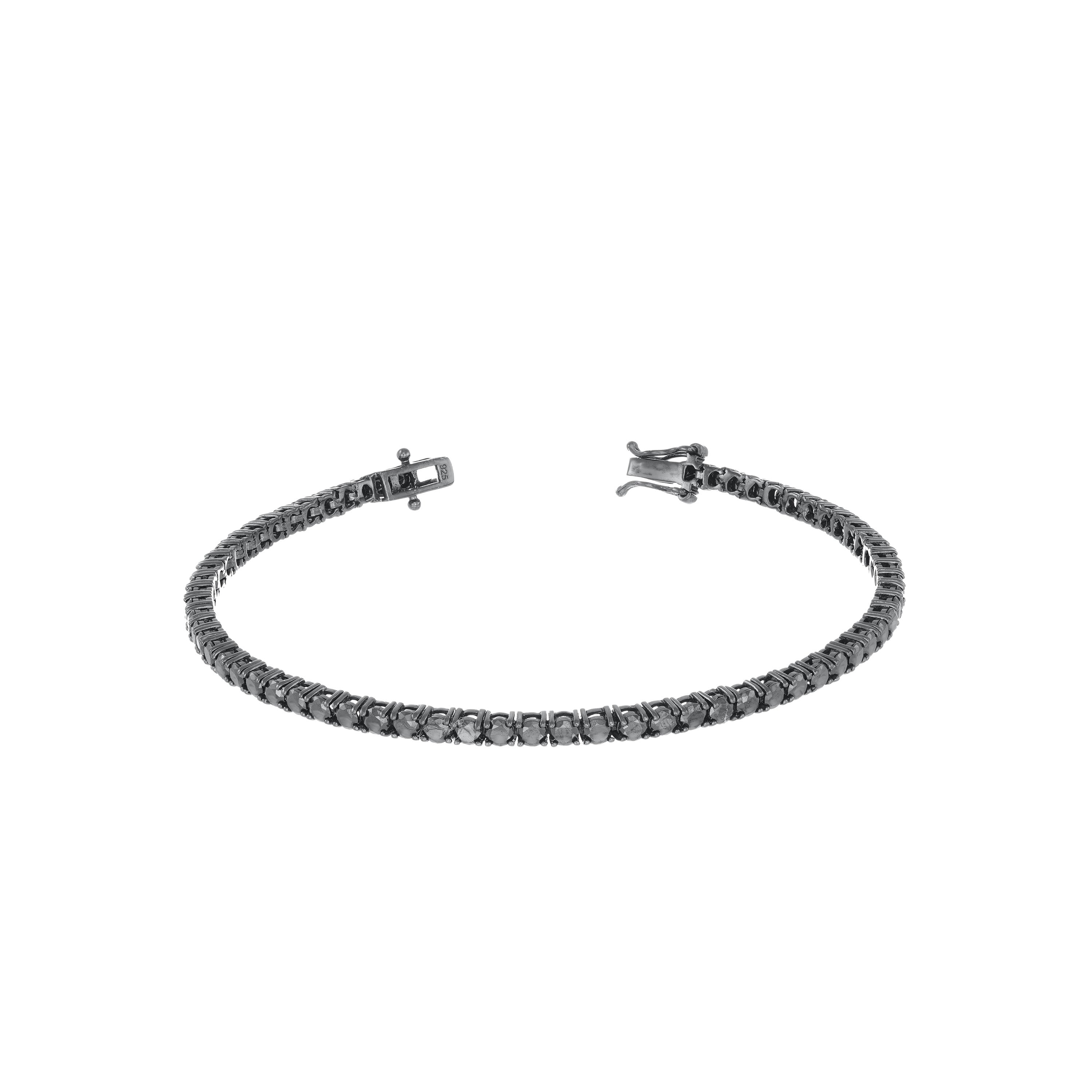 Tennis Bracelet With Box Clasp - Silver Black Rhodium - 3mm