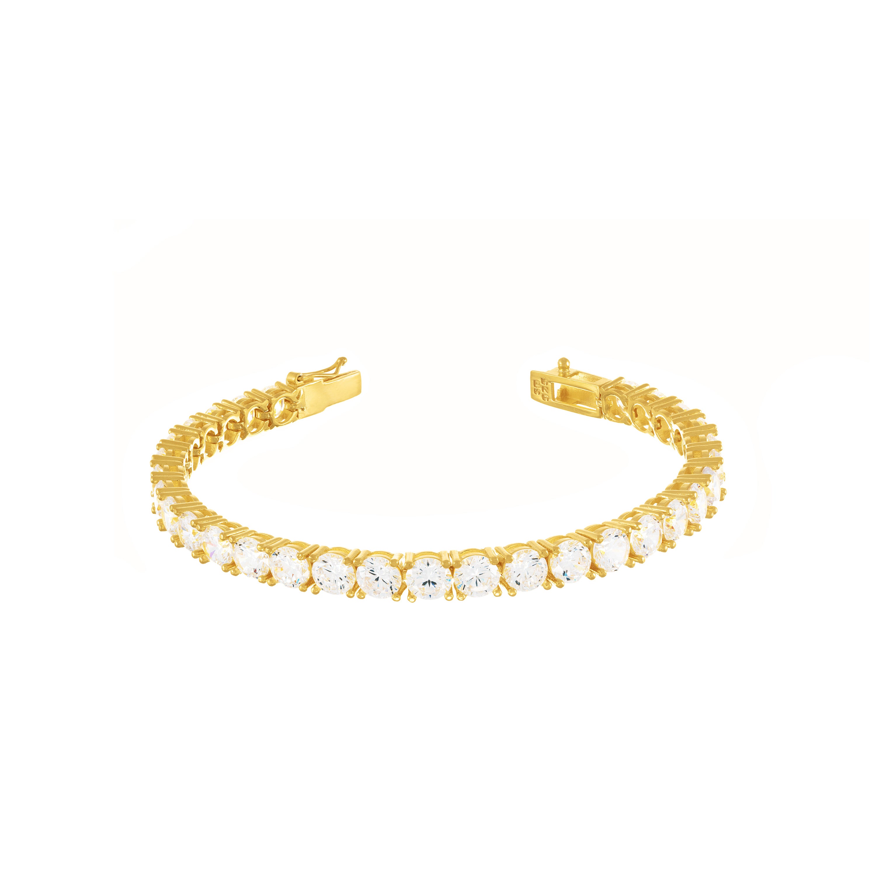 Tennis Bracelet With Box Clasp - Gold White 5mm