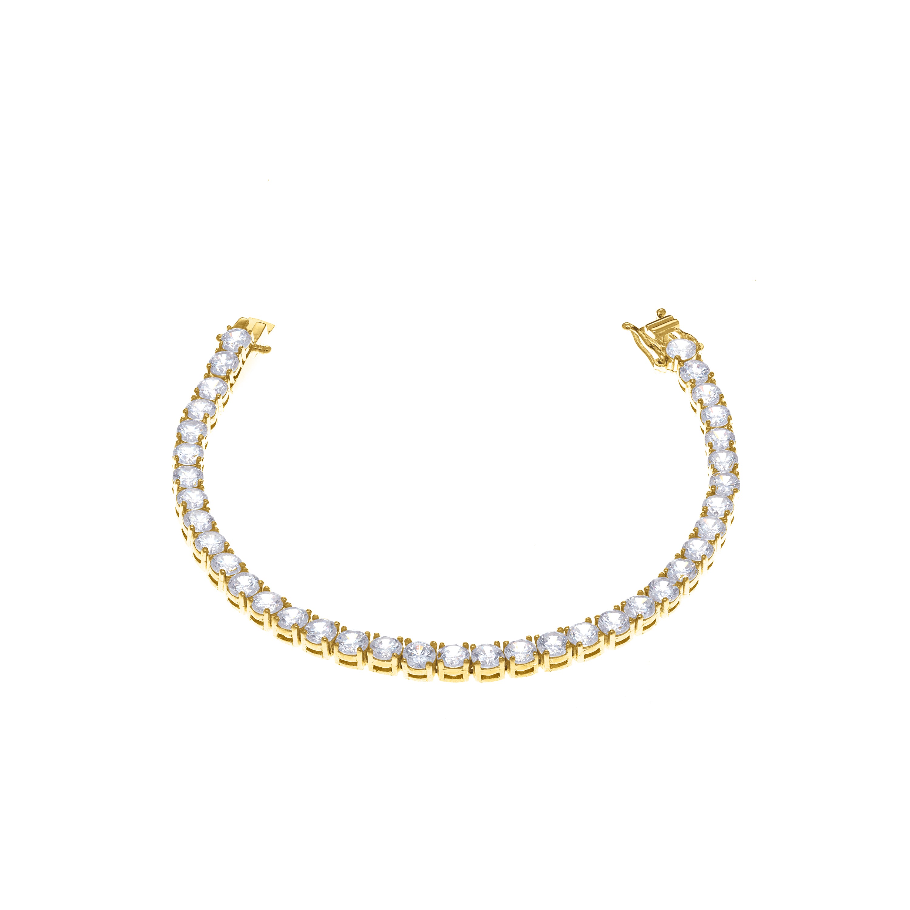 Tennis Bracelet With Box Clasp - Gold White 3.5mm
