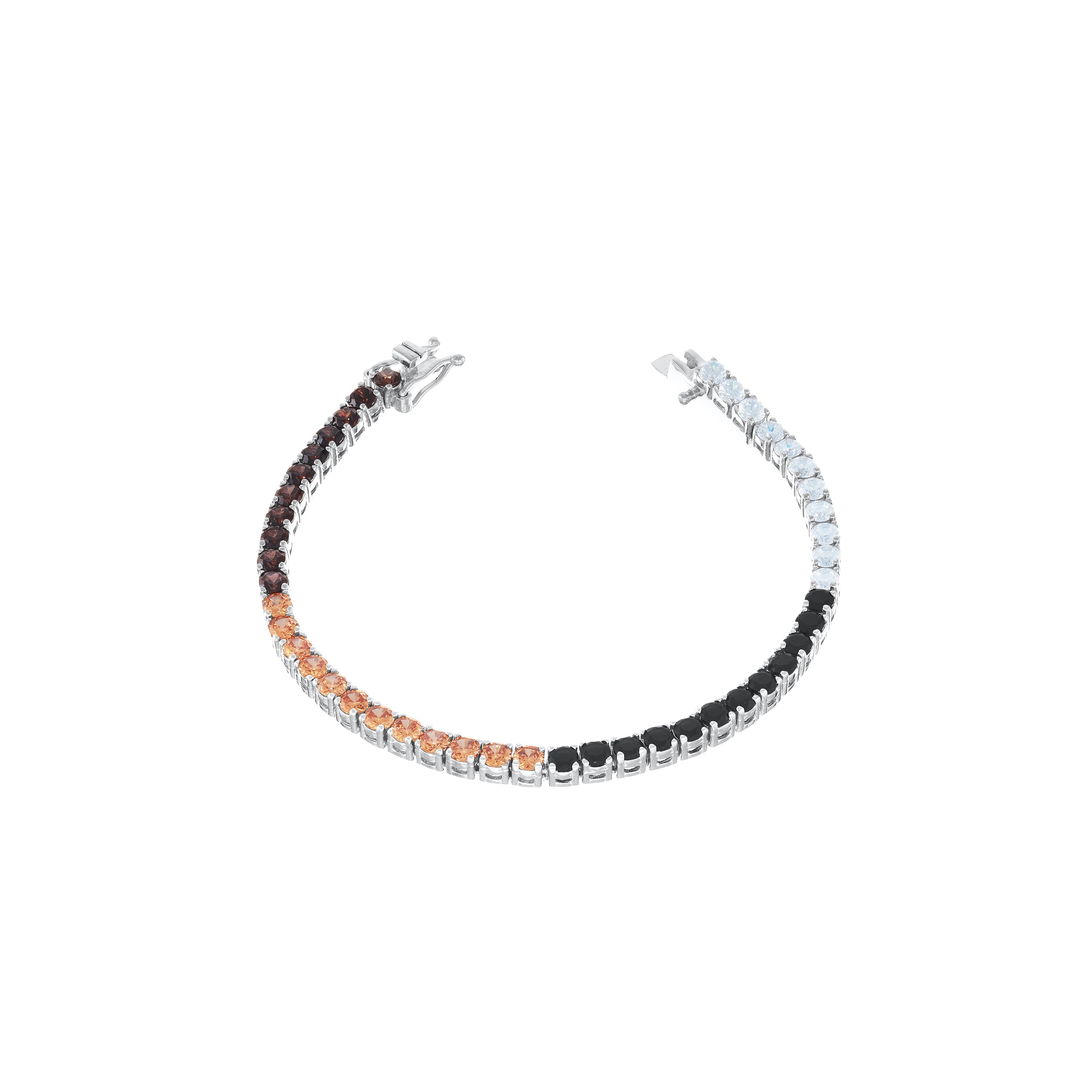 Tennis Bracelet With Box Clasp - Silver Multicolor - 3mm