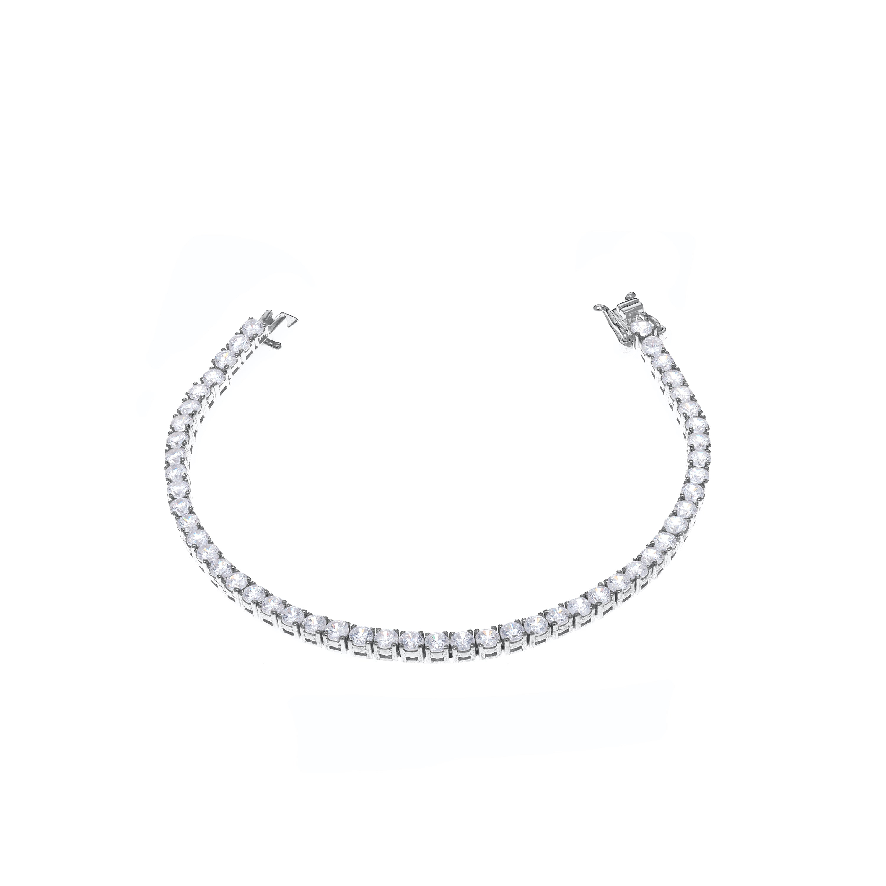 Tennis Bracelet With Box Clasp - Silver White 3mm