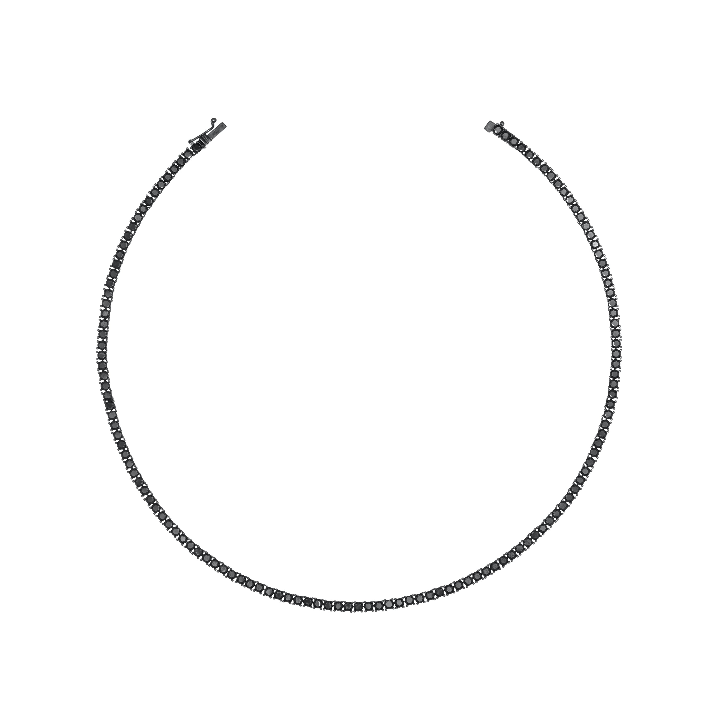 Tennis Necklace With Box Clasp - Black Rhodium Black - 3mm