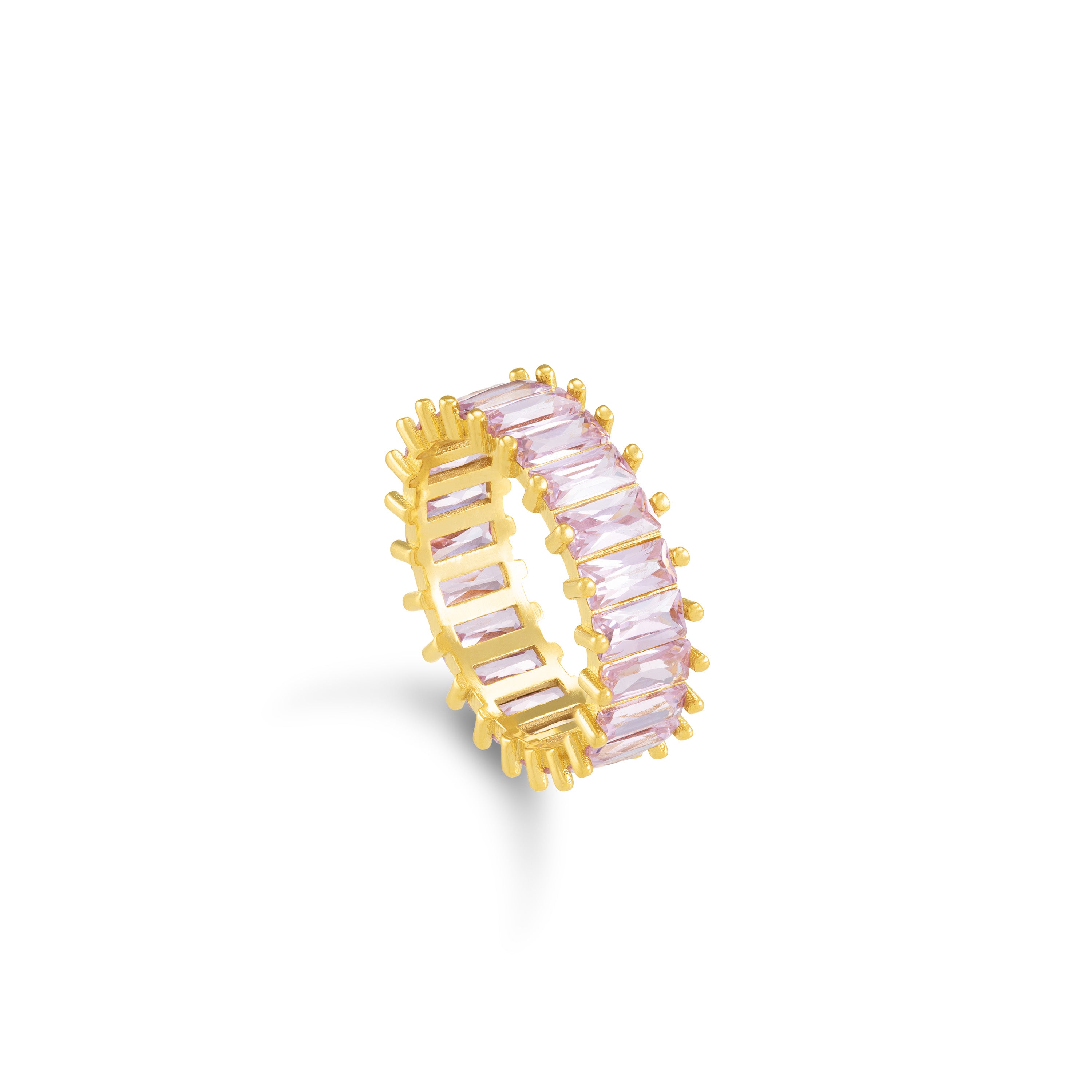 Thin Cut Eternity Baguette Ring - Gold Light Pink