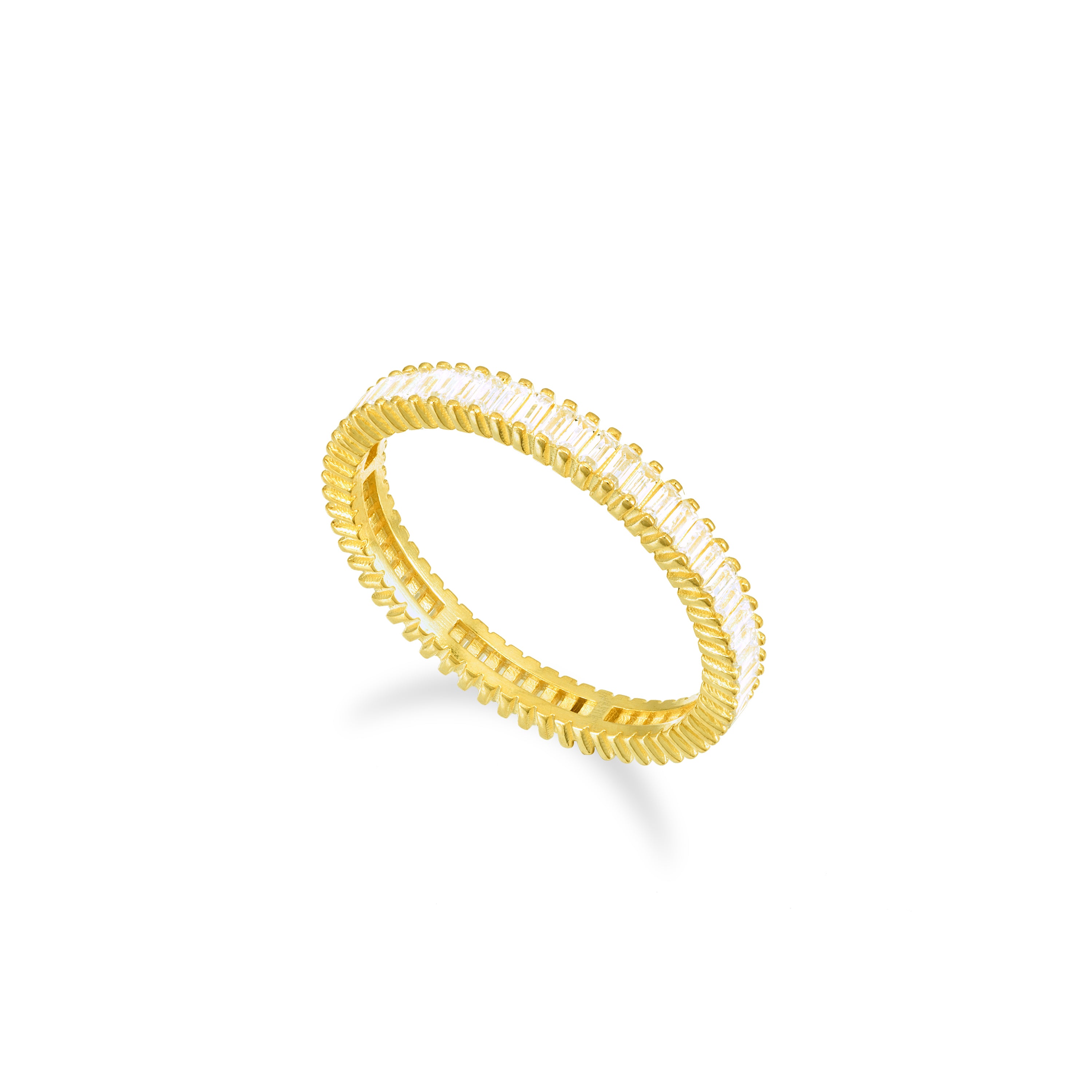 Thin Eternity Baguette Ring - Gold White