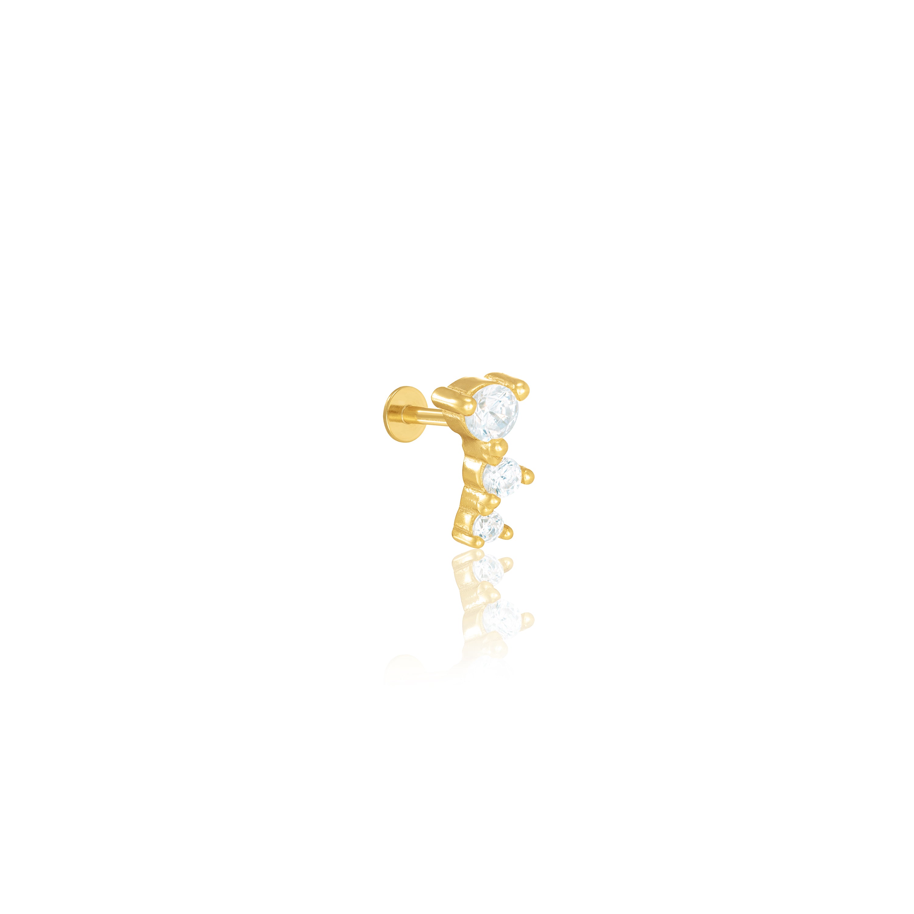 Three Curve CZ Piercing - Gold White