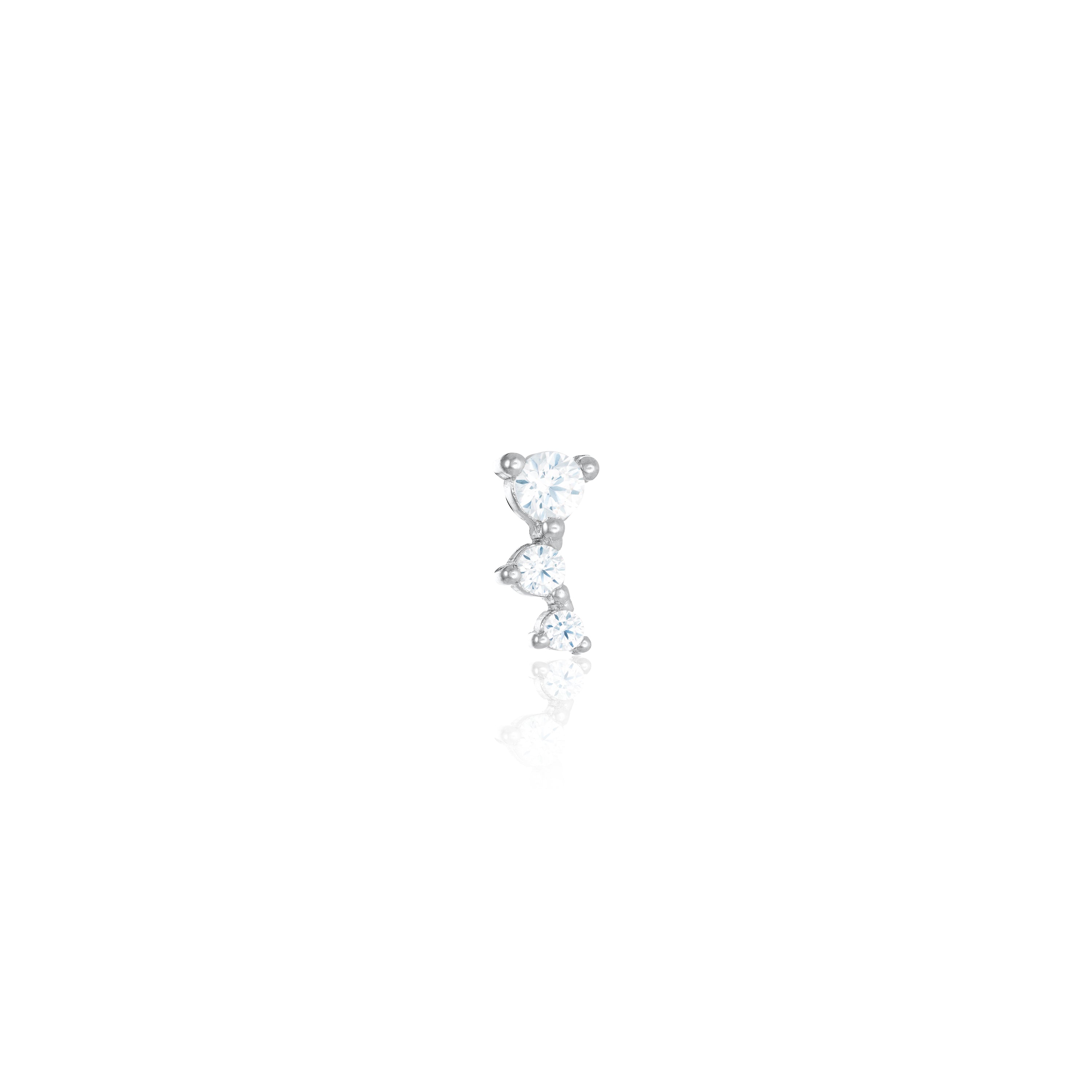 Three Curve CZ Piercing - Silver White