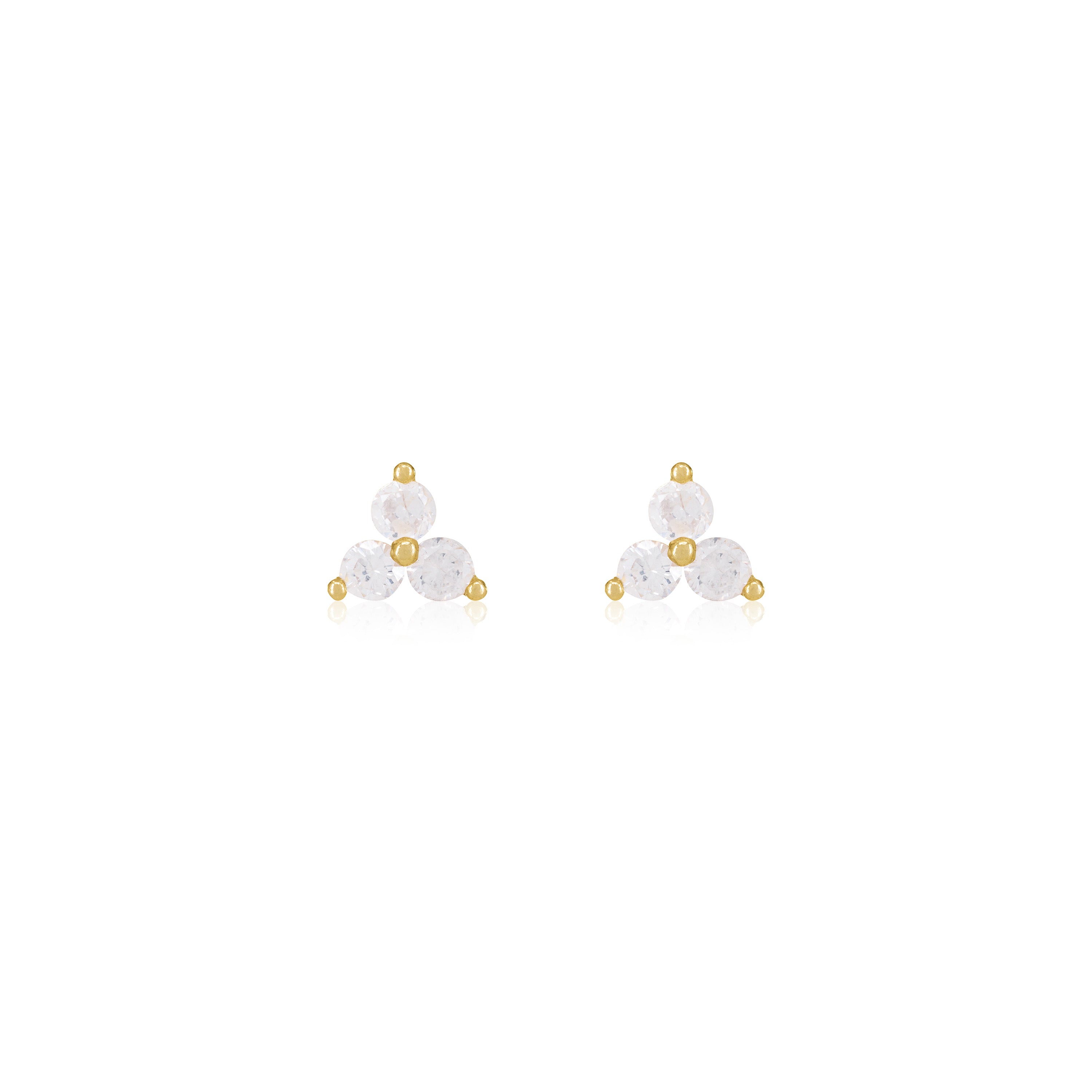 Tiny Three Dot Trio Stud Earrings - Gold