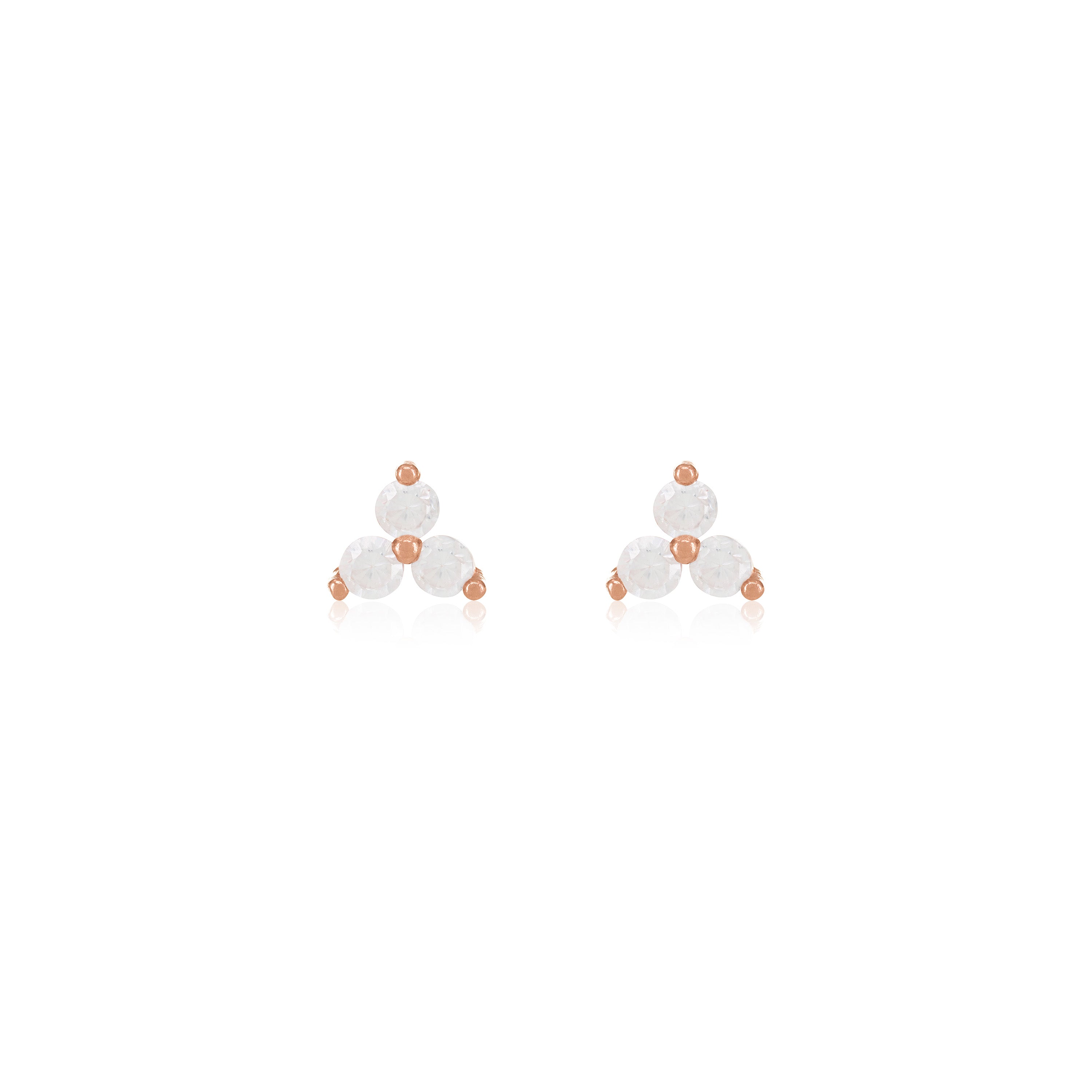 Tiny Three Dot Trio Stud Earrings - Rose Gold