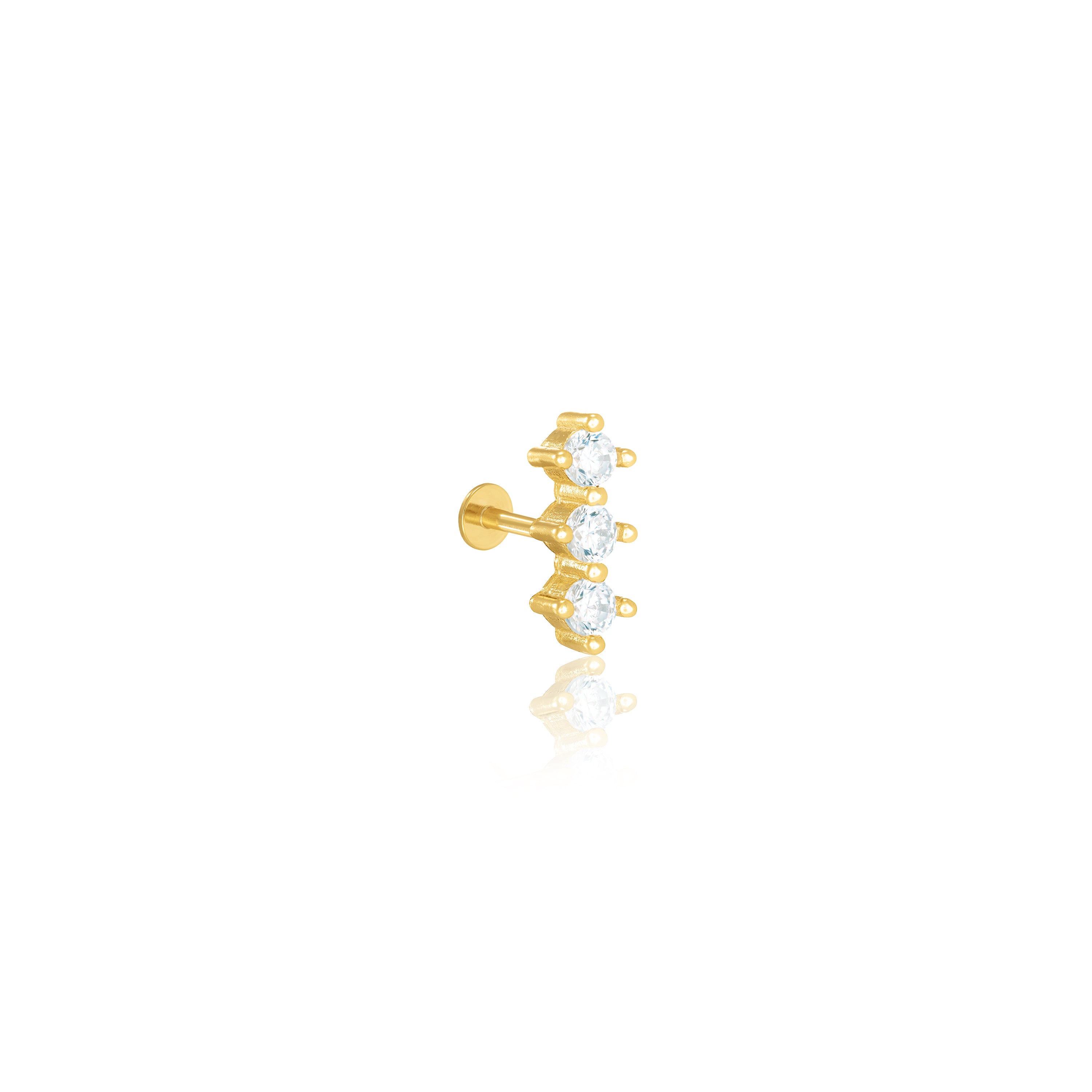 Triple Cz Vertical Piercing - Gold White