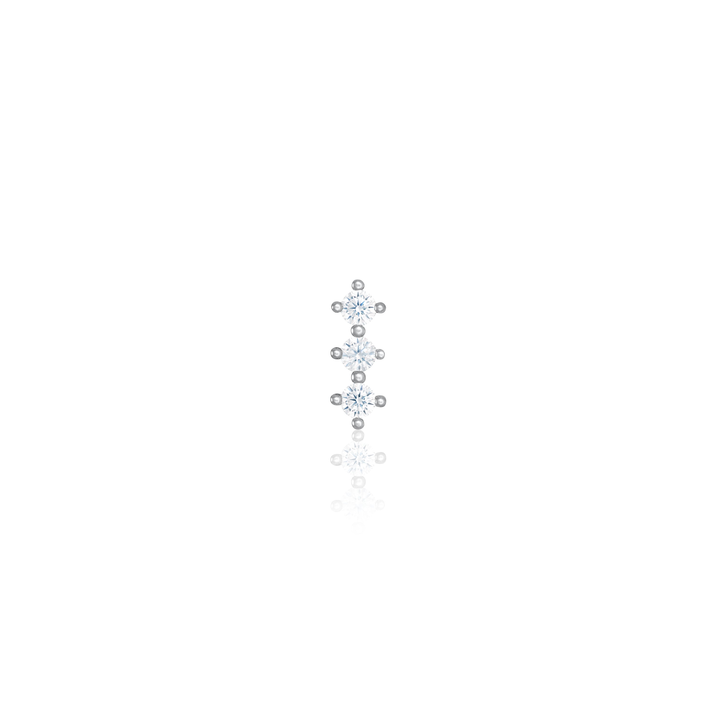 Triple Cz Vertical Piercing - Silver White