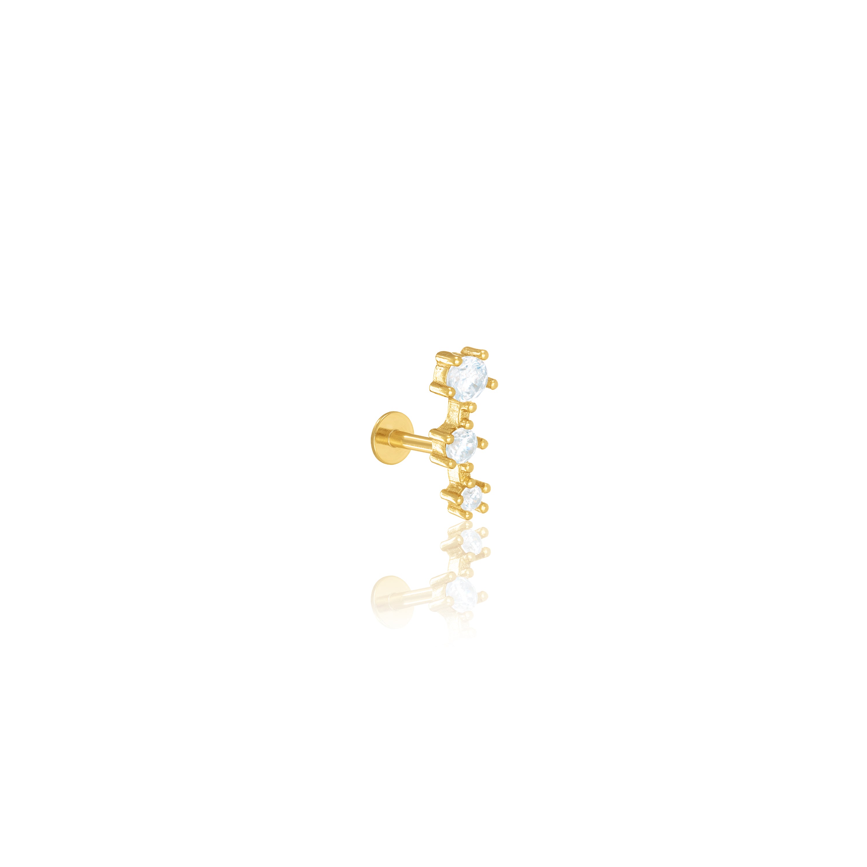Triple Round CZ Drop Piercing - Gold White