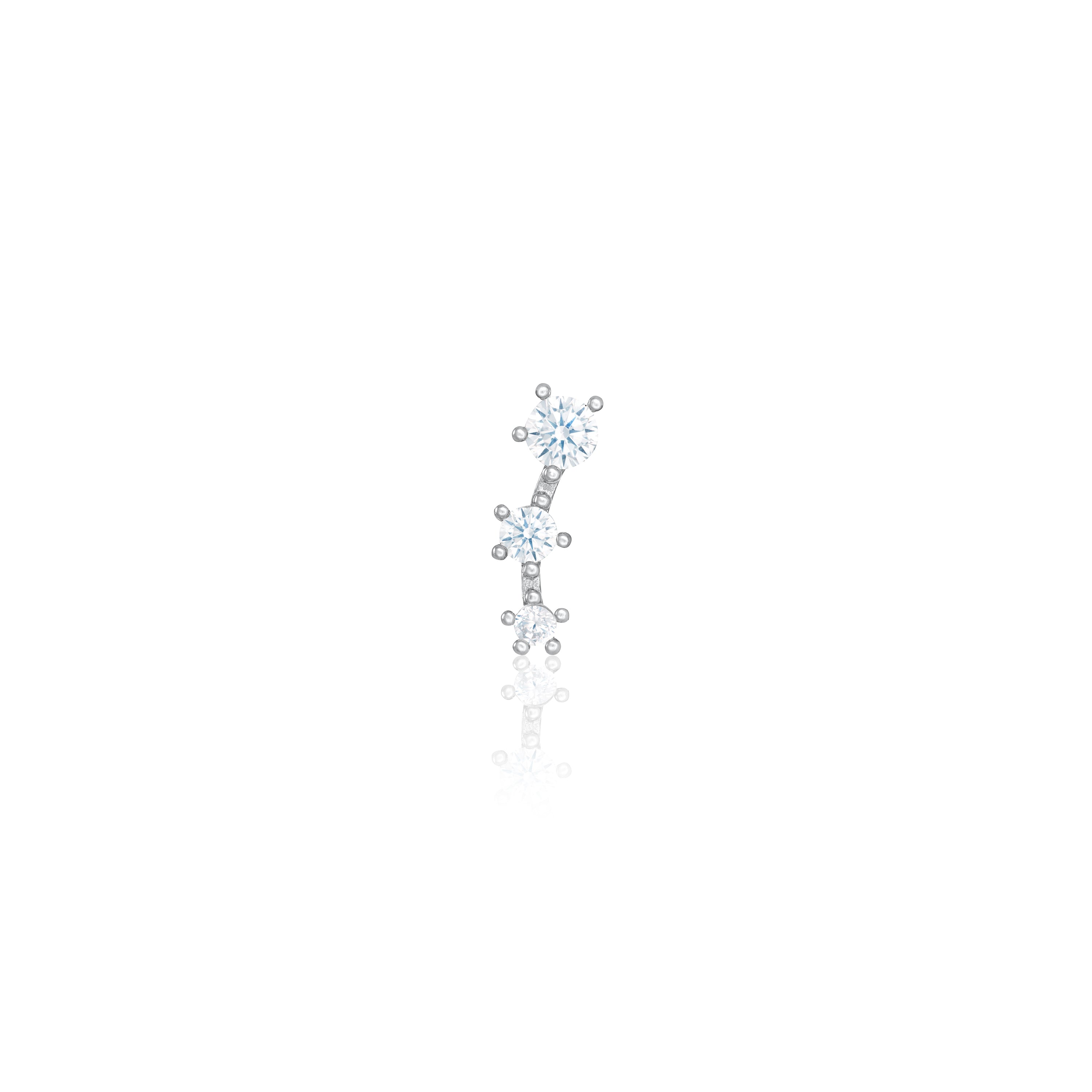 Triple Round CZ Drop Piercing - Silver White