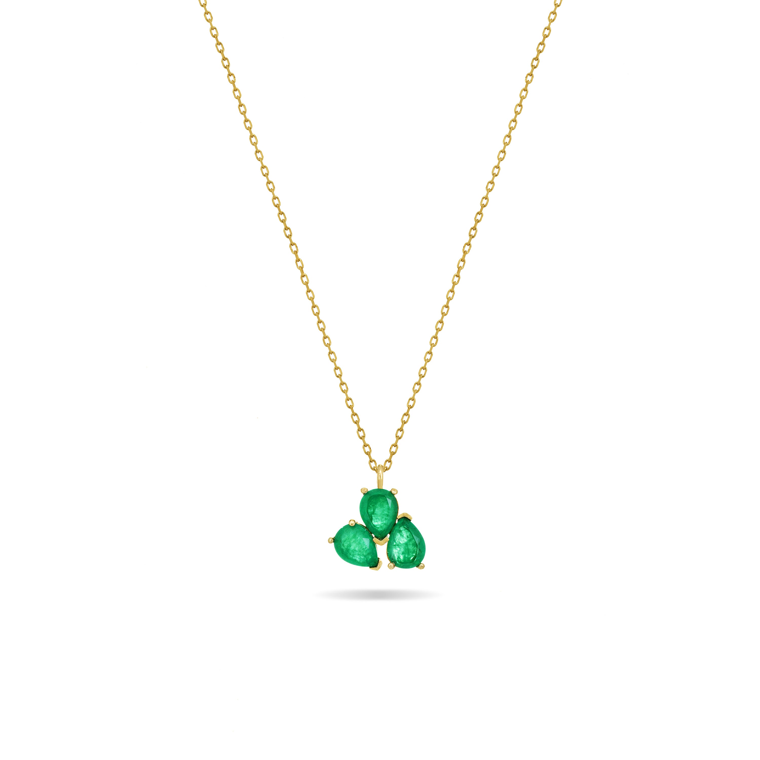 Triple Teardrop Pendant Necklace - Gold Green