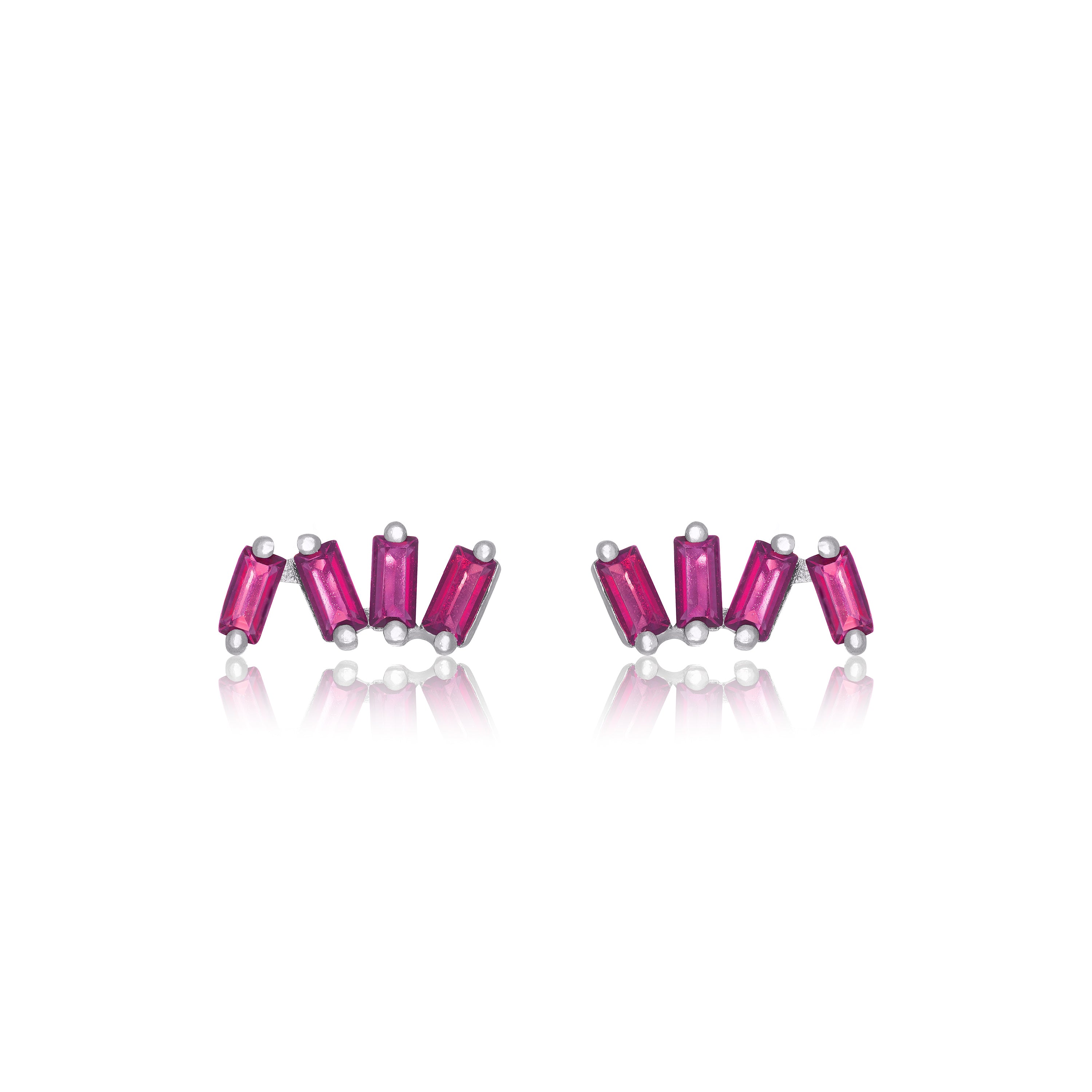 Zig Zag Baguette Stud Earrings