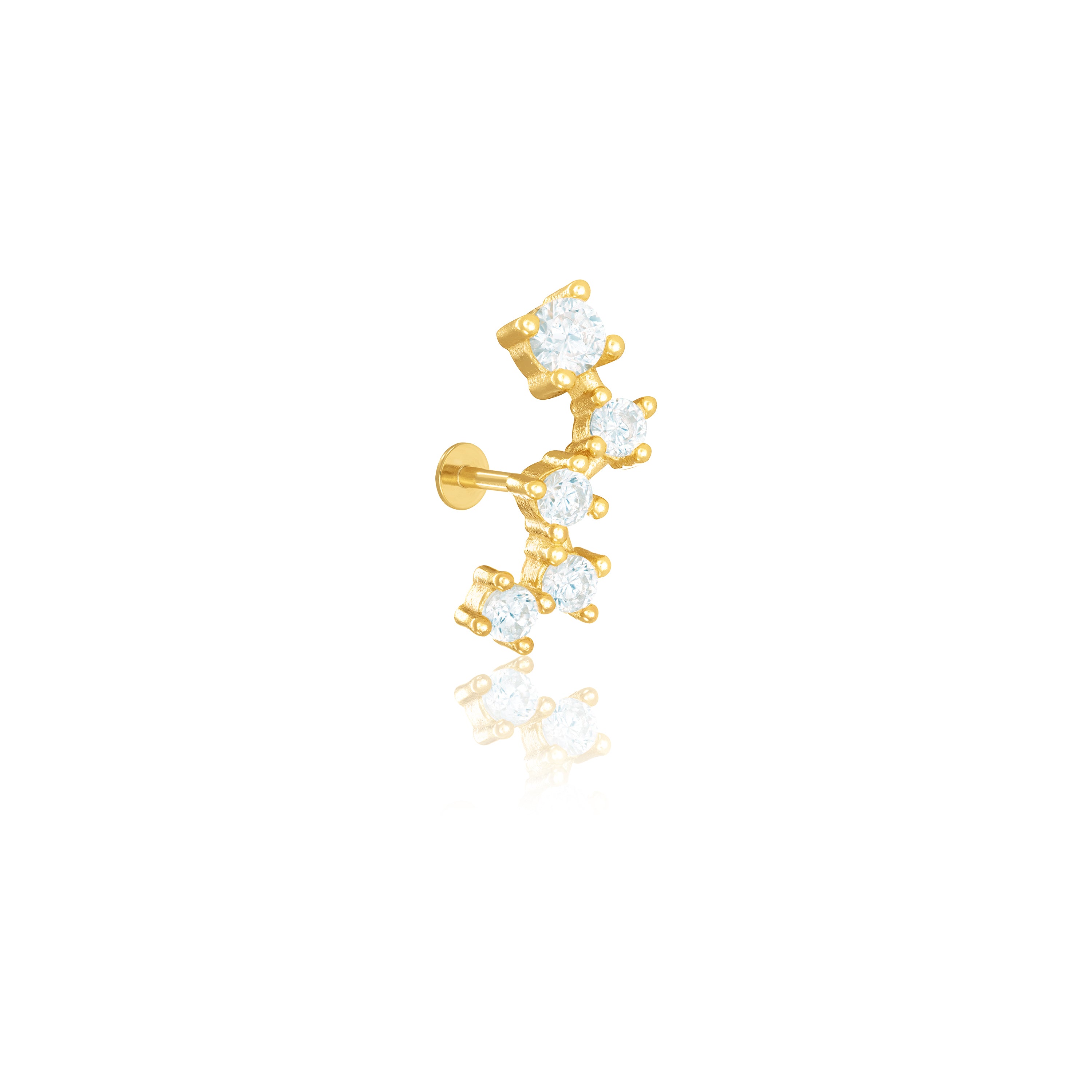 Cascading Four Round Cz Piercing - Gold White