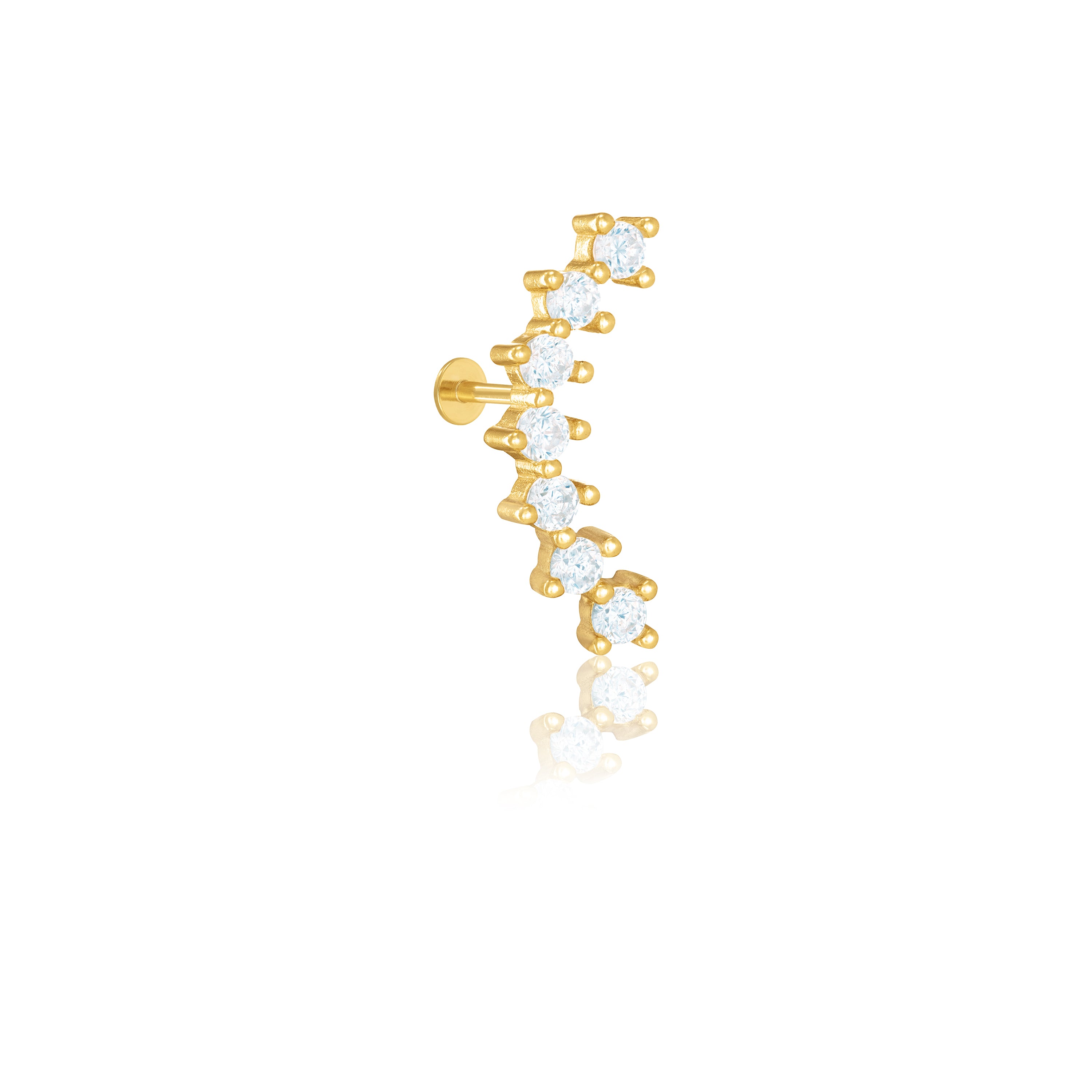 Curved CZ Piercing - Gold White