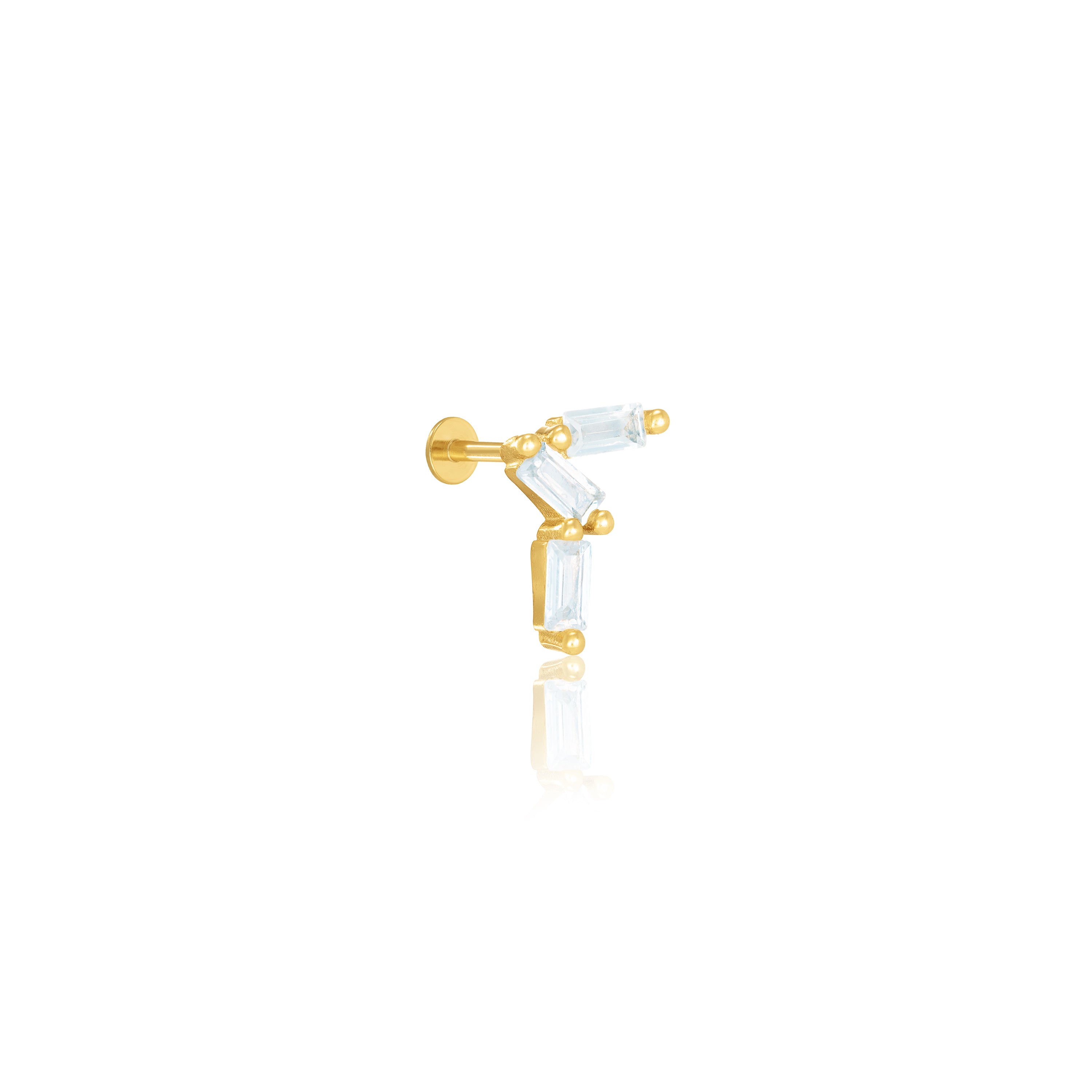 Curved Baguette Piercing - Gold White