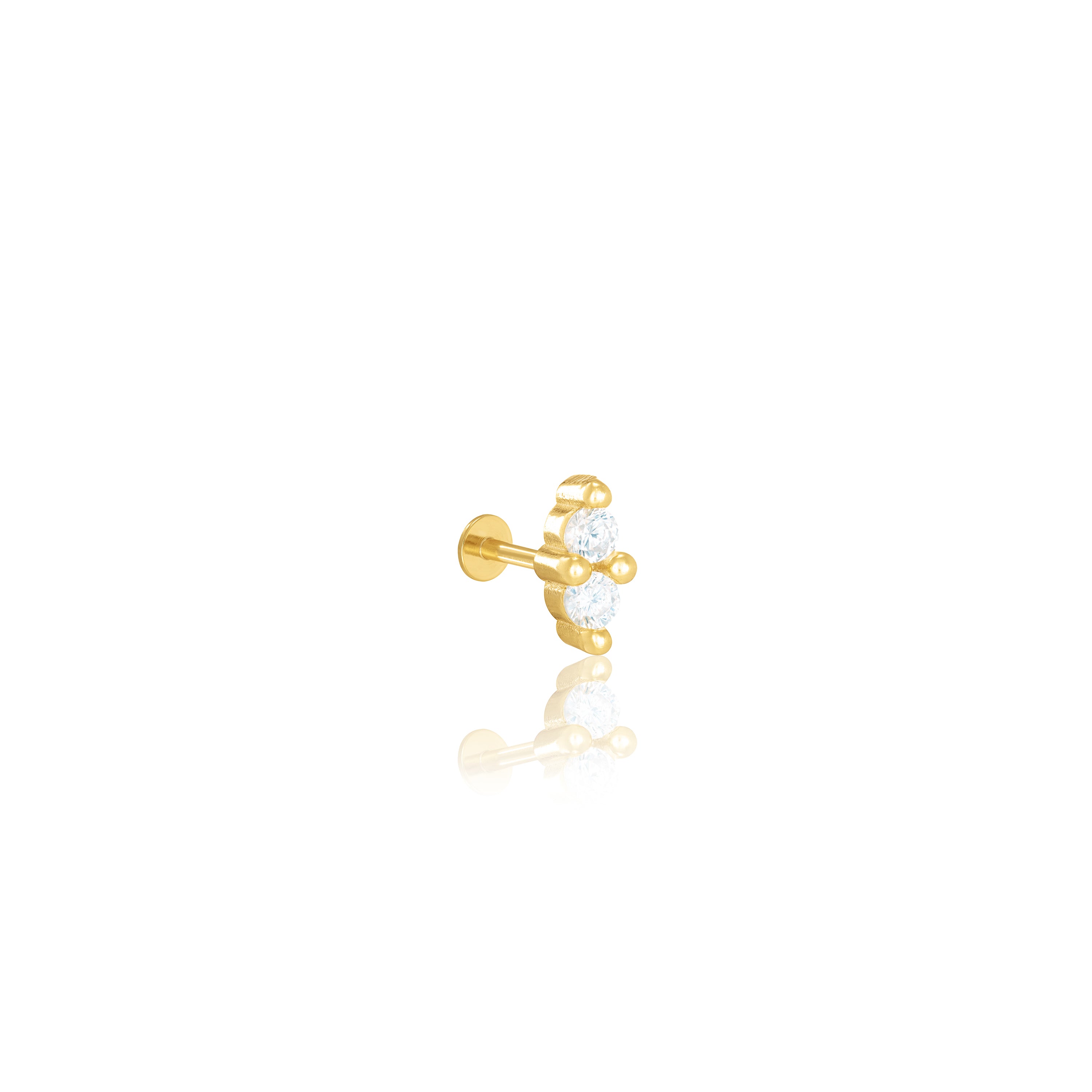 Double CZ Vertical Piercing - Gold White