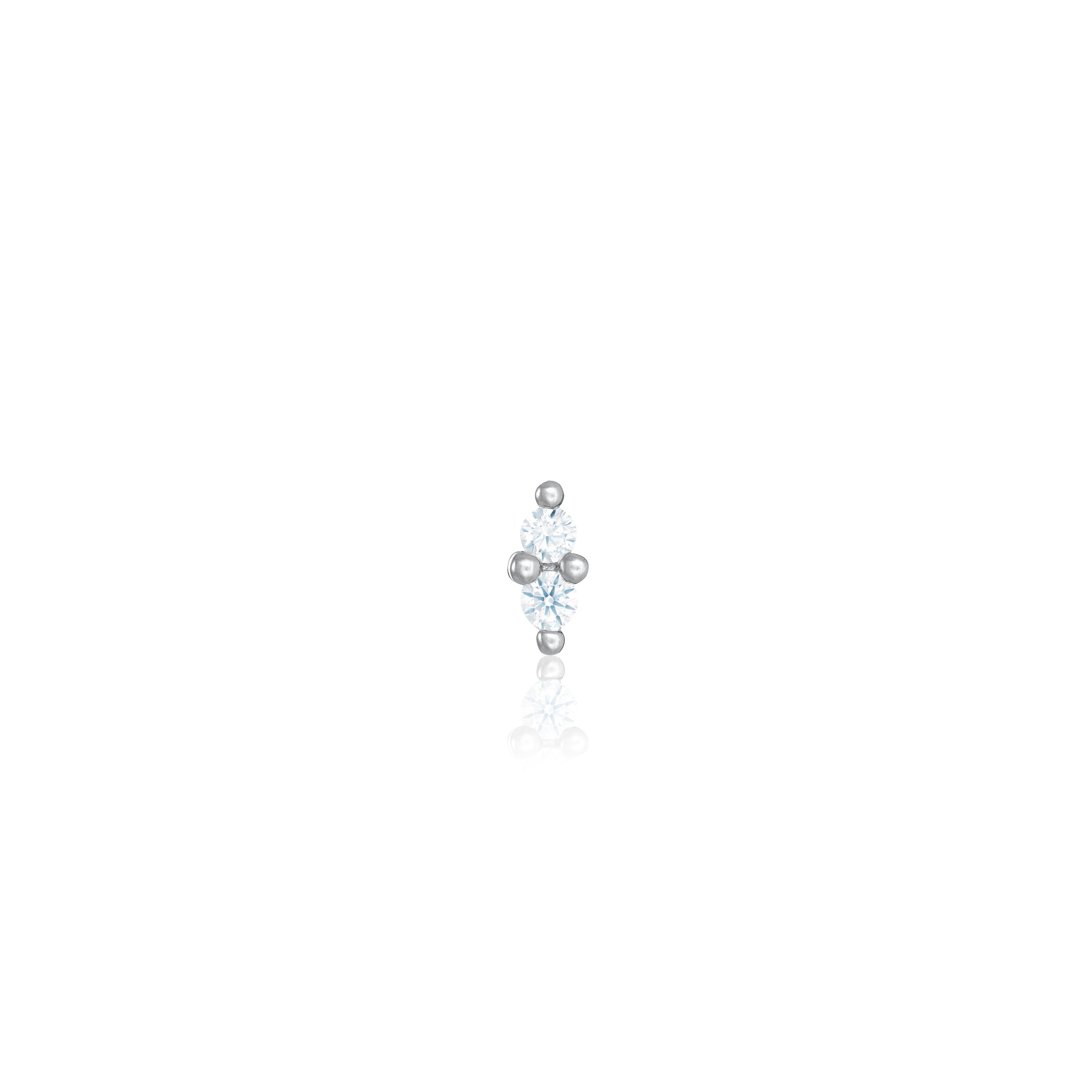 Double CZ Vertical Piercing - Silver White