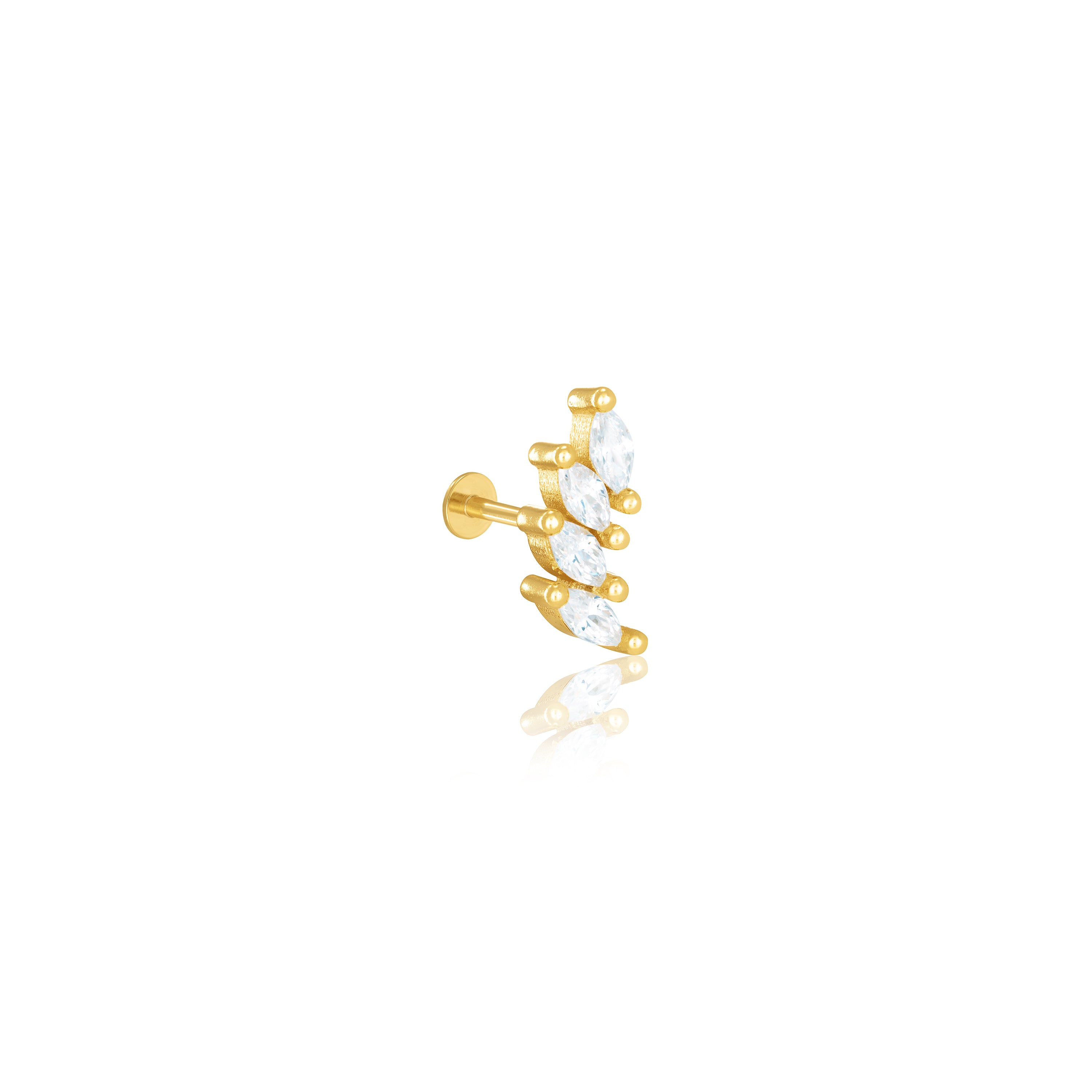 Four Marquise Curved Piercing - Gold White