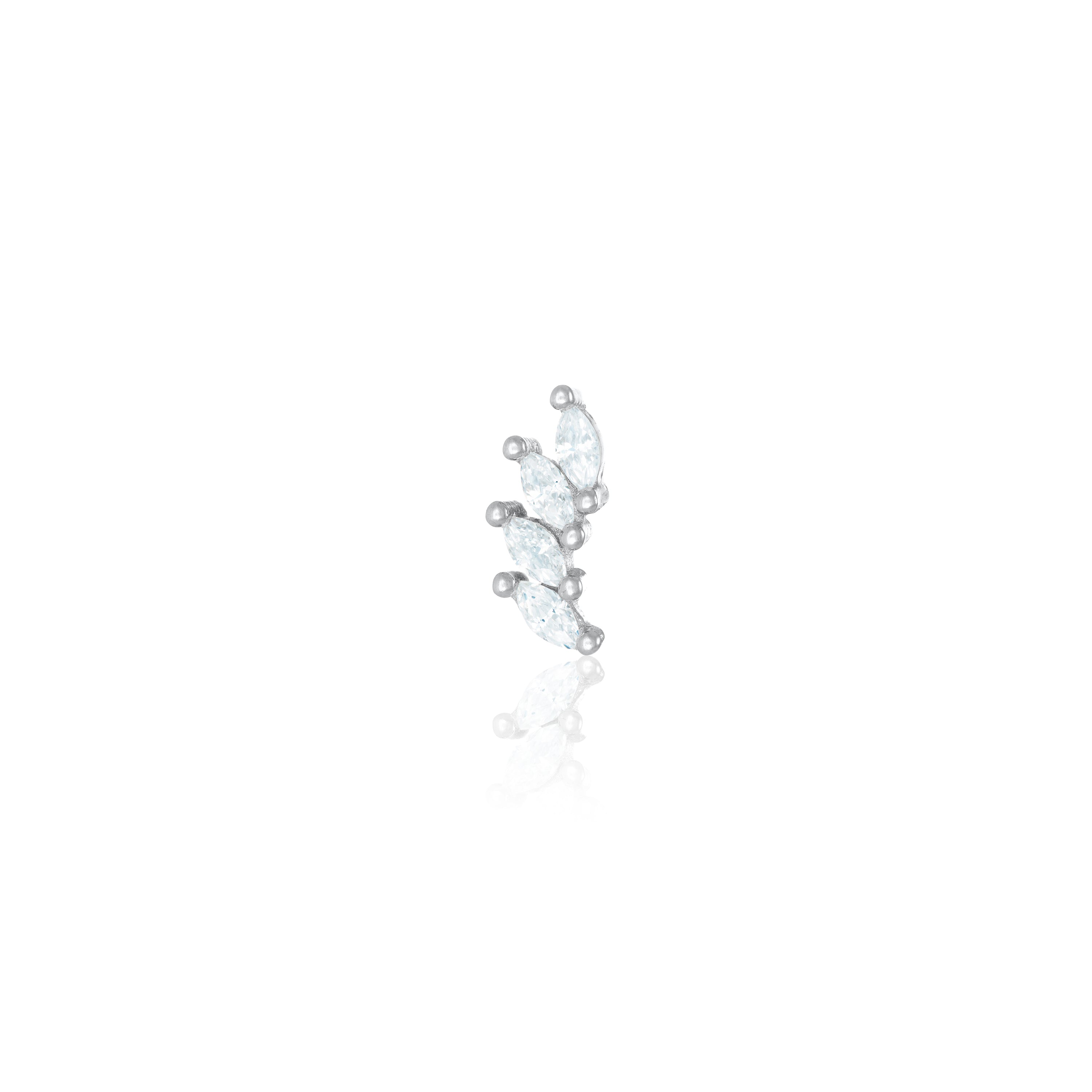 Four Marquise Curved Piercing - Silver White