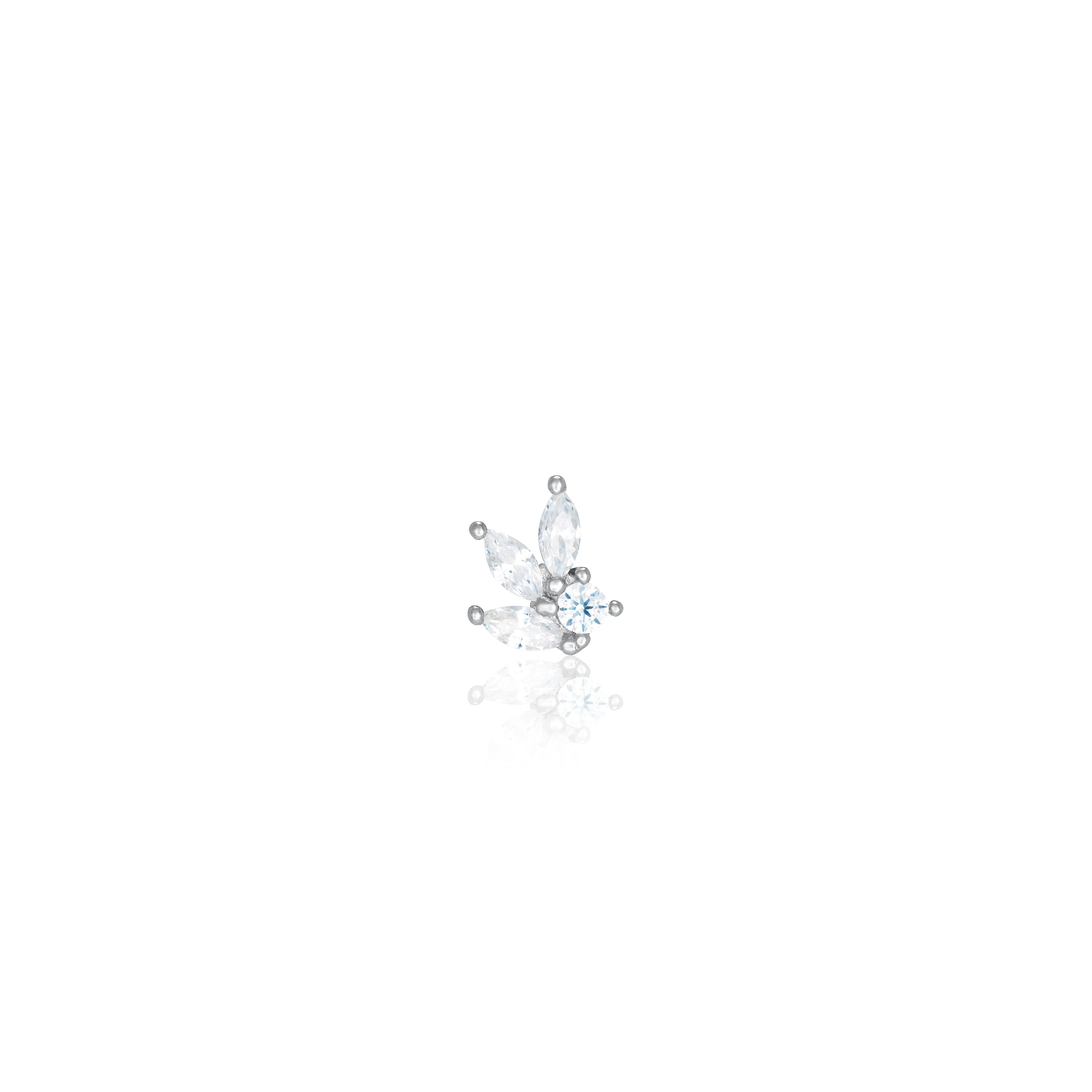 Three Marquise And Round CZ Piercing - Silver White