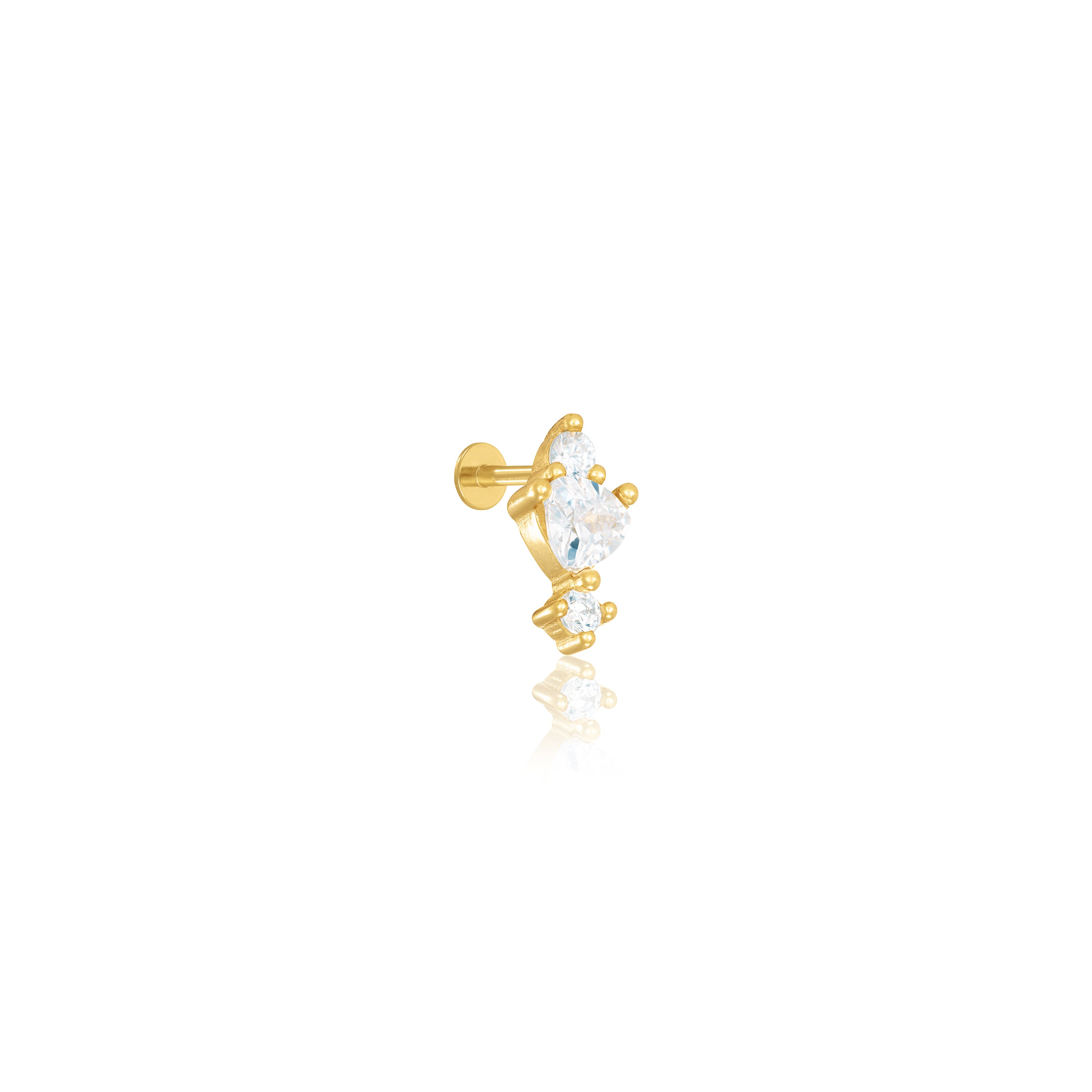 Trilliant And CZ Drop Piercing - Gold White