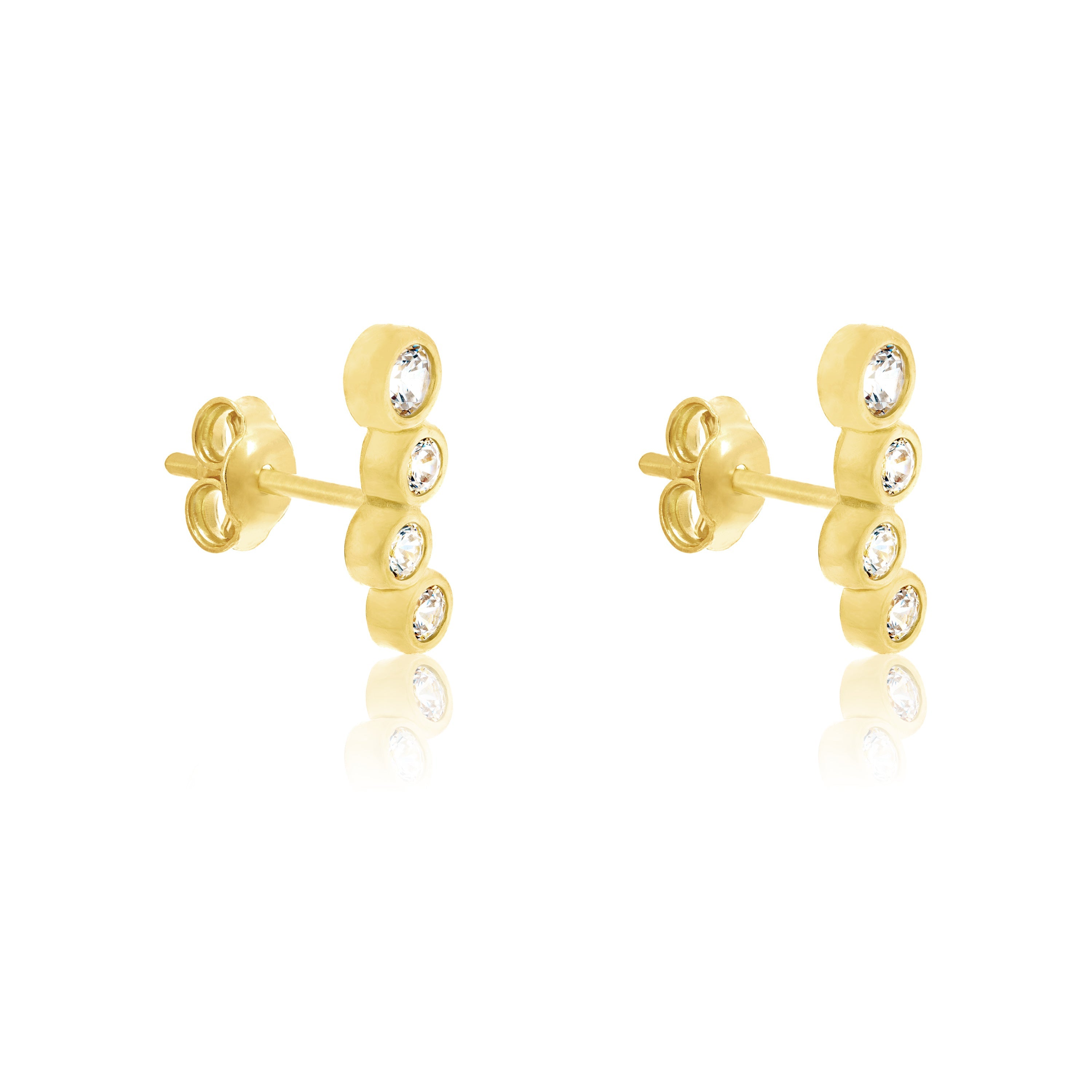 Cubic Zirconia Bubbles Drop Stud Earrings - Gold