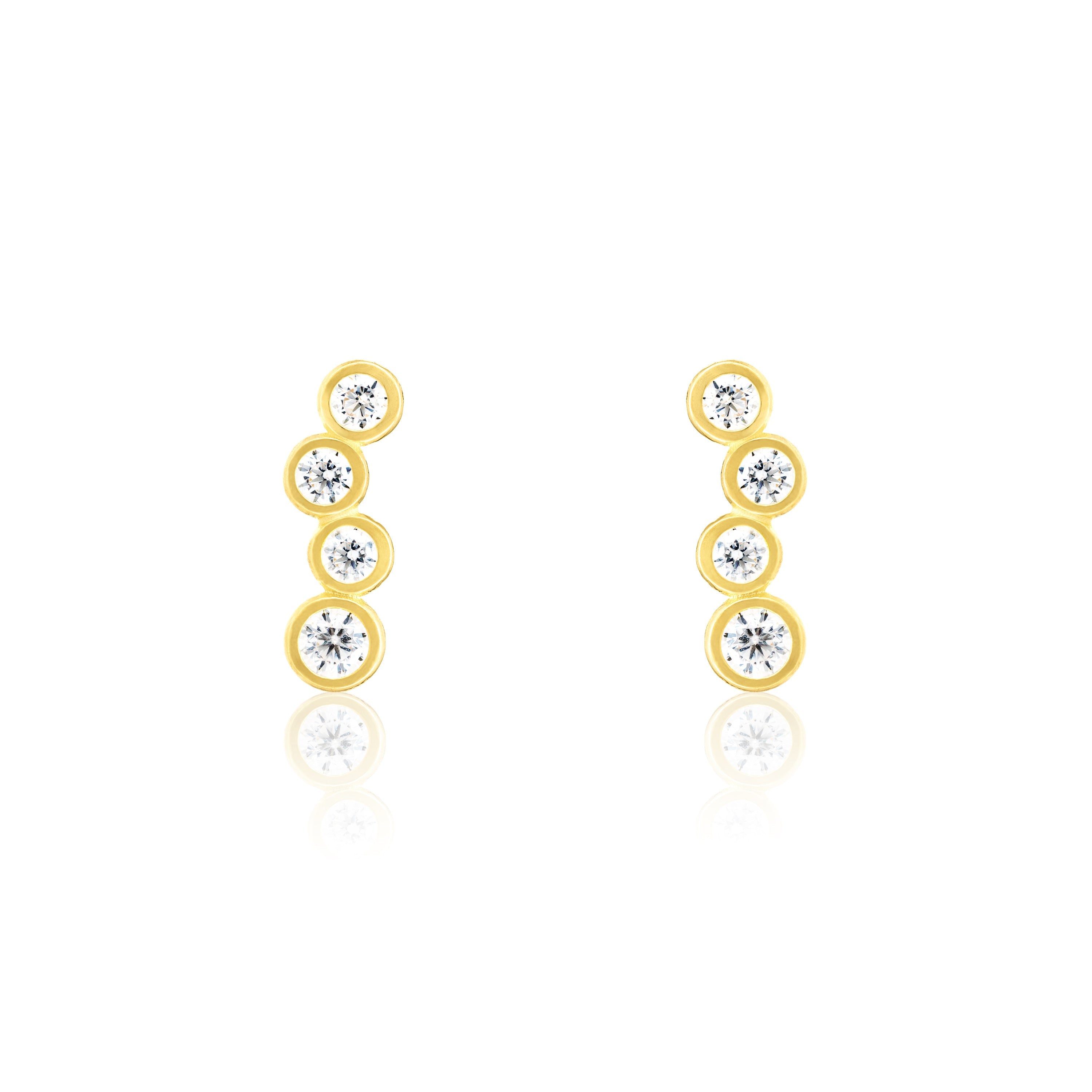 Cubic Zirconia Bubbles Drop Stud Earrings - Gold