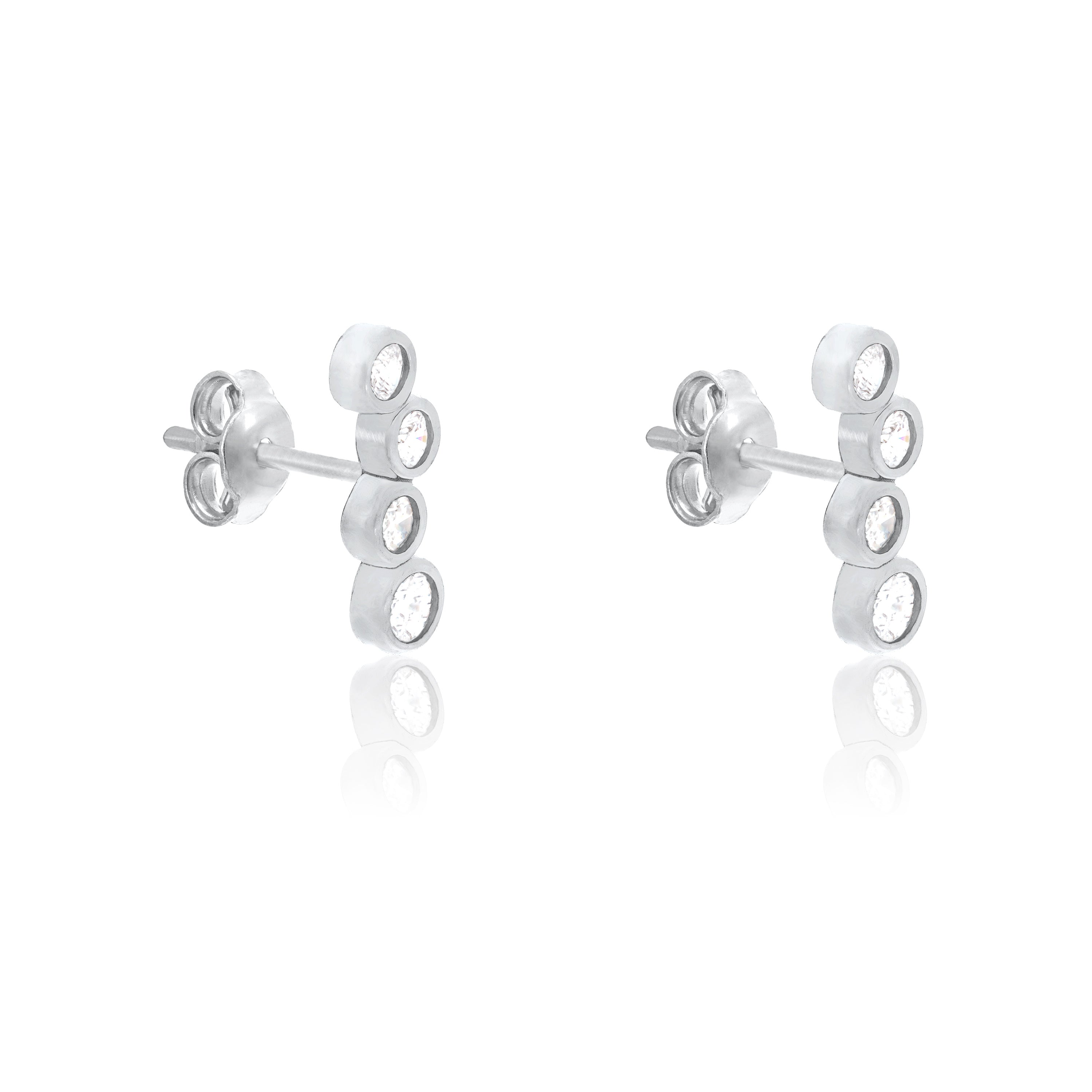 Cubic Zirconia Bubbles Drop Stud Earrings - Silver