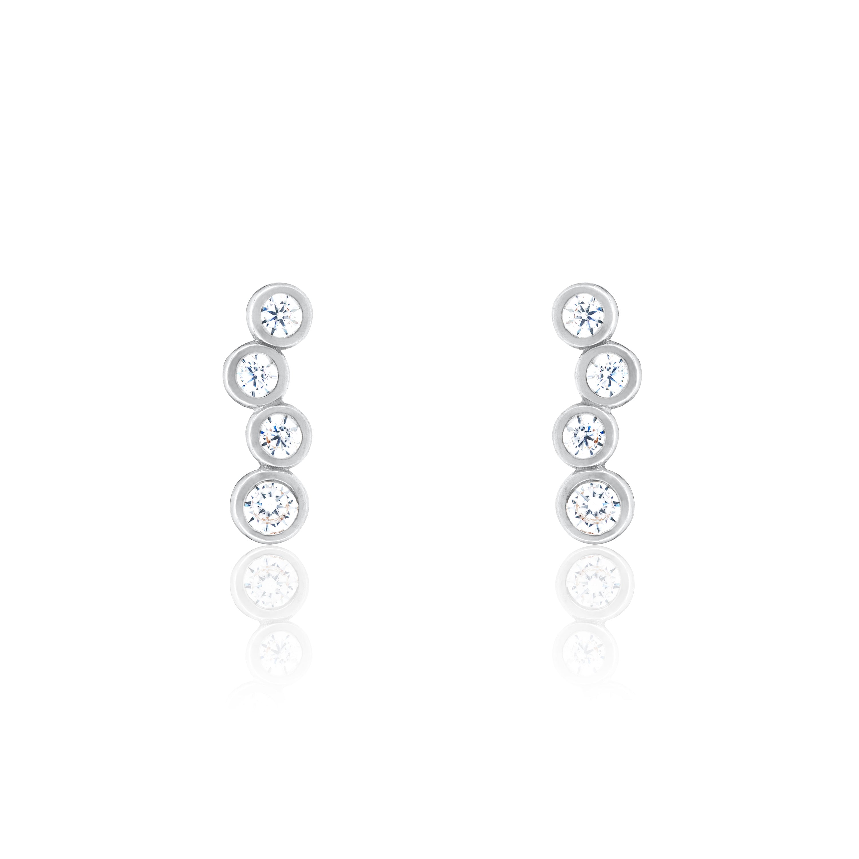 Cubic Zirconia Bubbles Drop Stud Earrings - Silver